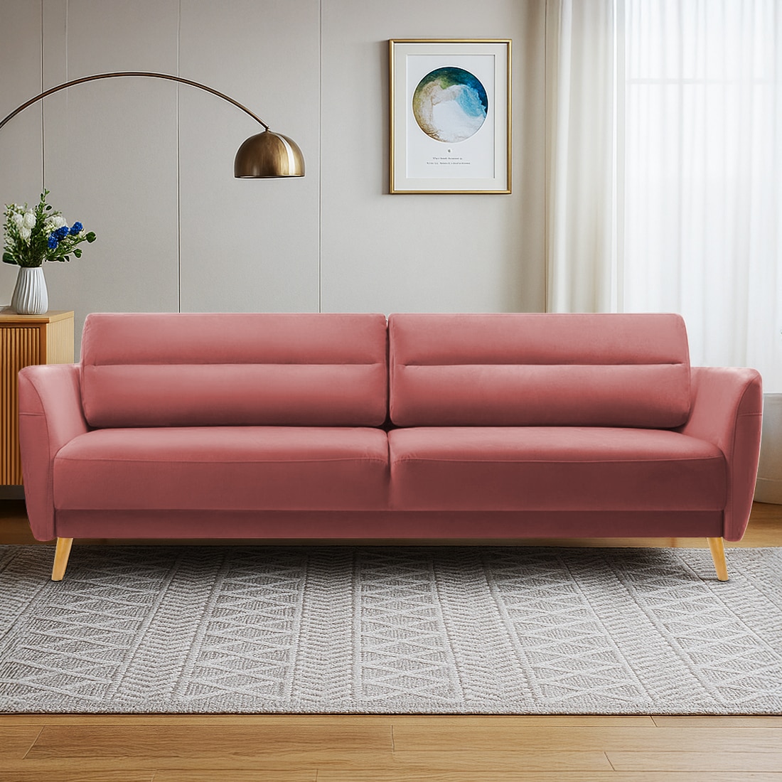 Rockson Fabric Sofa (Pink)