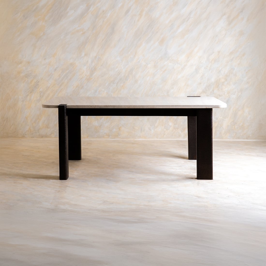 Sculpt Edge Solid Wood Six Seater Dining Table in Brown Colour - Orange Tree