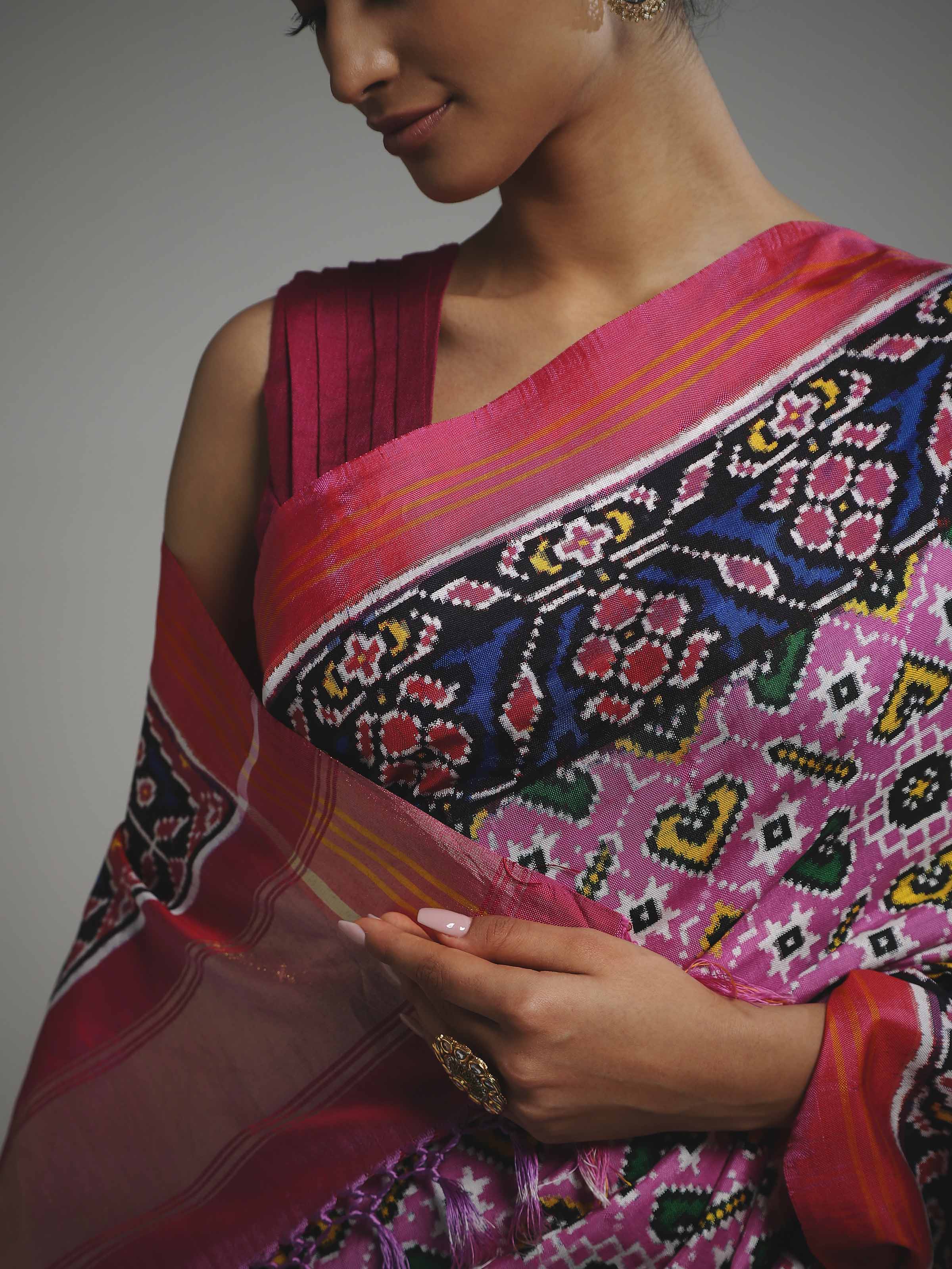 Light Pink Silk Patola Saree