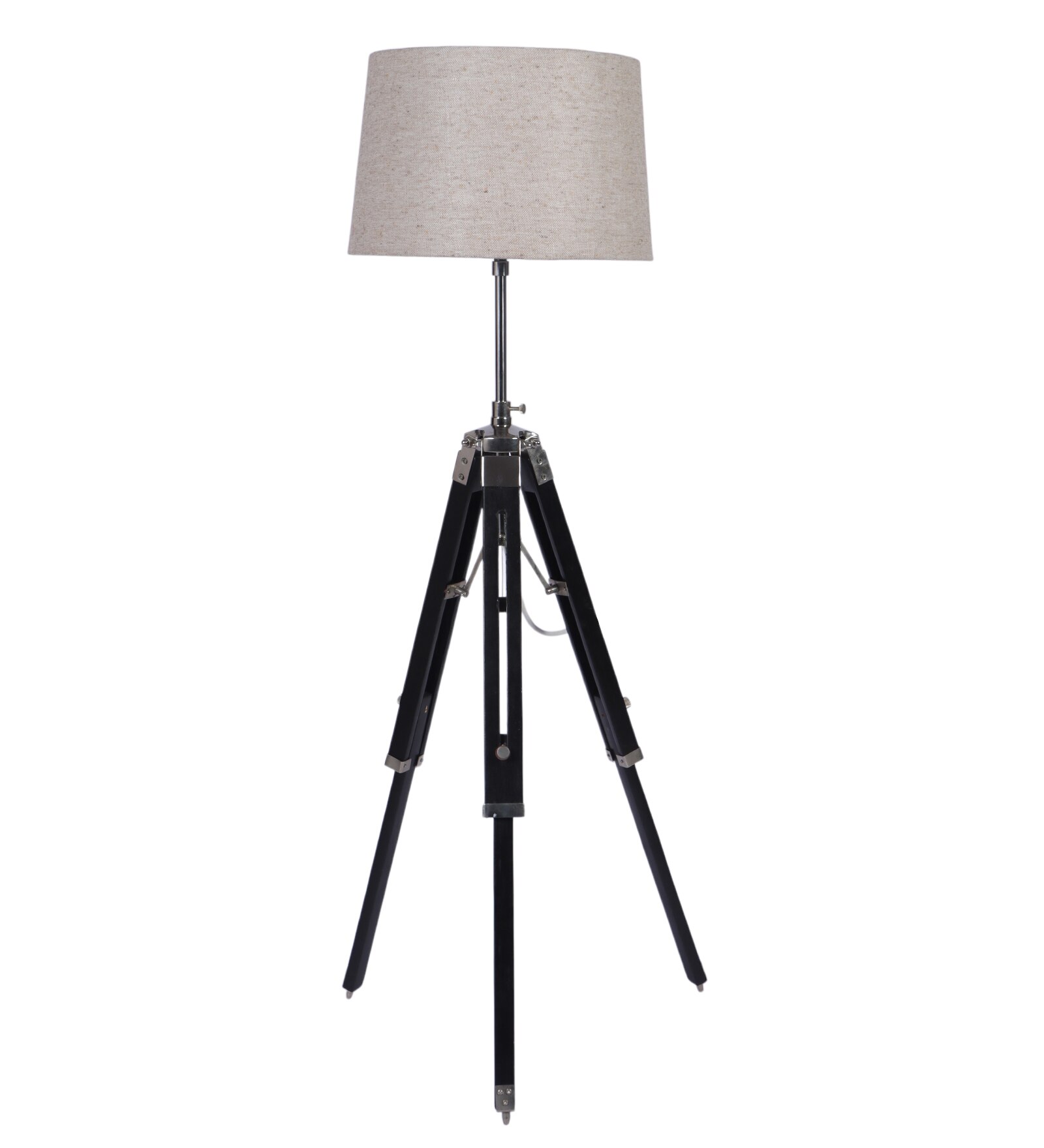 Black Dabbi Stand Floor Lamp in Beige Shade