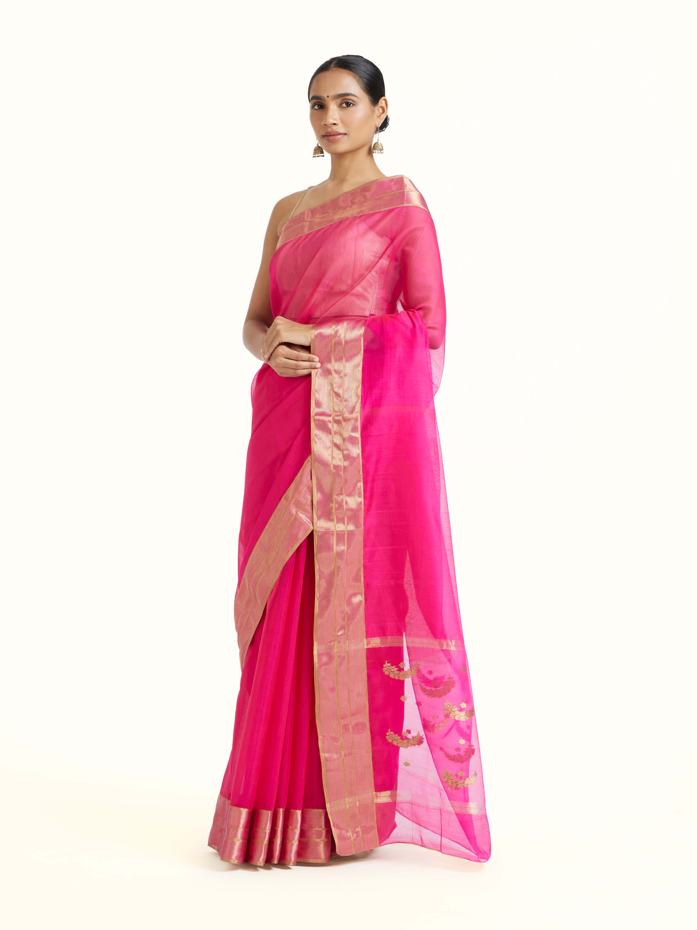 Pink Mulberry Silk Chanderi Saree