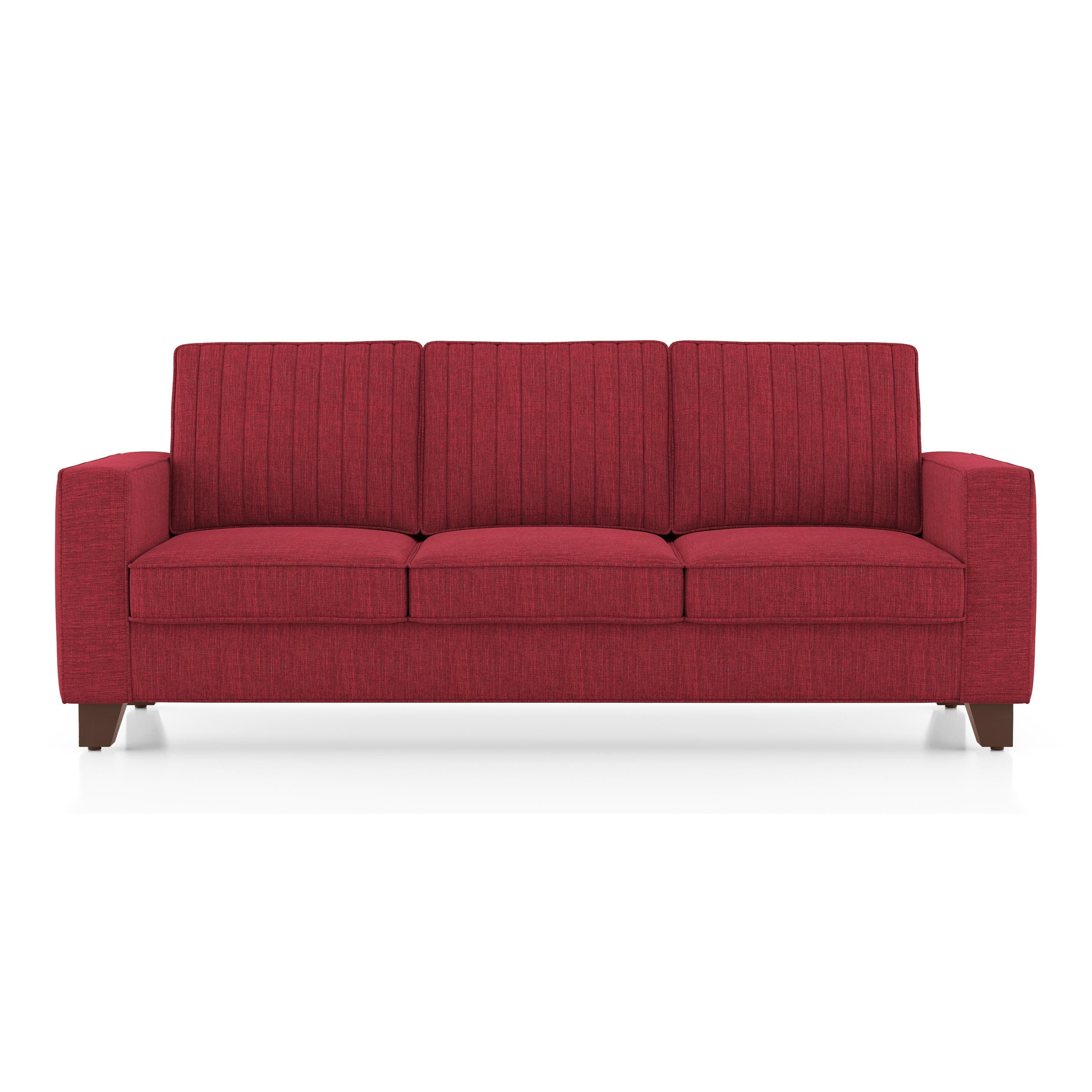 Apollo Neo 3 Seater Fabric Sofa in Salsa Red Colour (Back Height : Regular, Cushion Type : Soft)