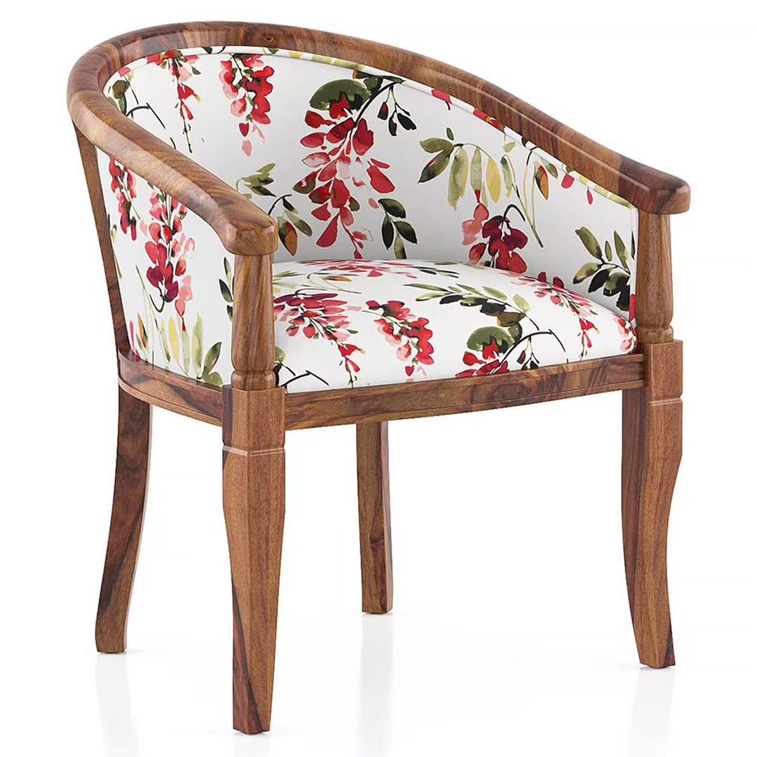 Florence Armchair in Carmine Cassia Colour and Teak Finish