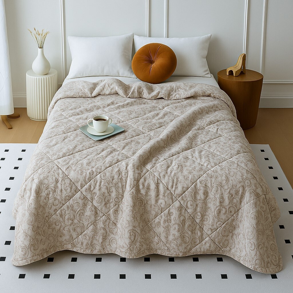 Pista Floral 300 Cms Cotton Double Bed Size Comforter From Threads - Threads