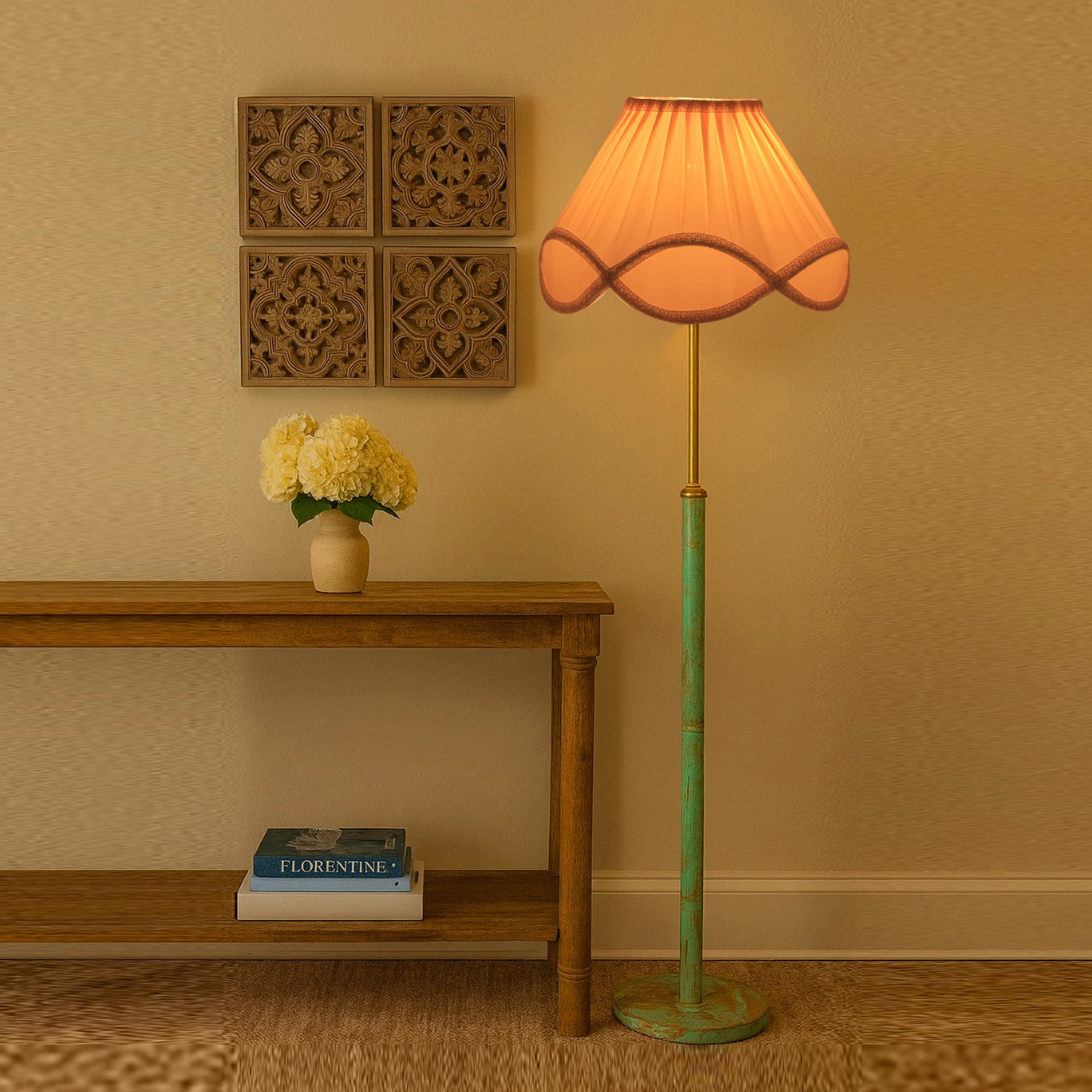 Devansh Wood & Metal Floor Lamp