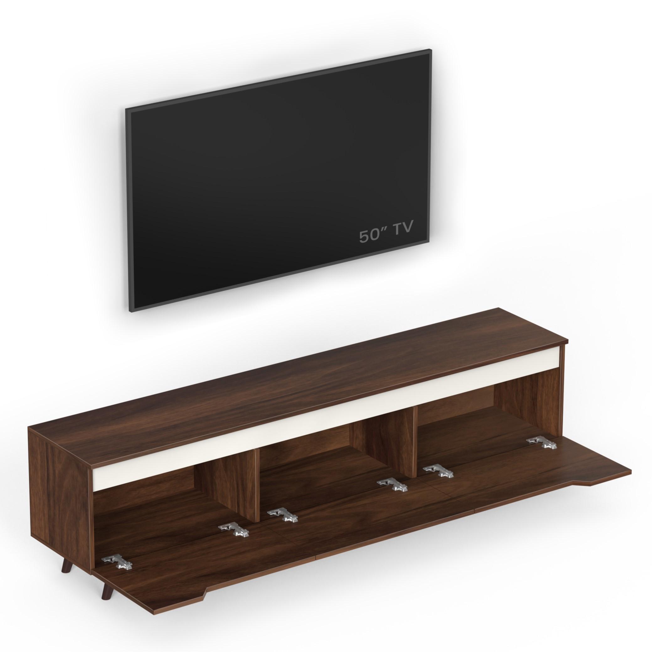 Blesky Engineering Wood Floor Standing Tv Entertainment Unit In Brown Maple Finish