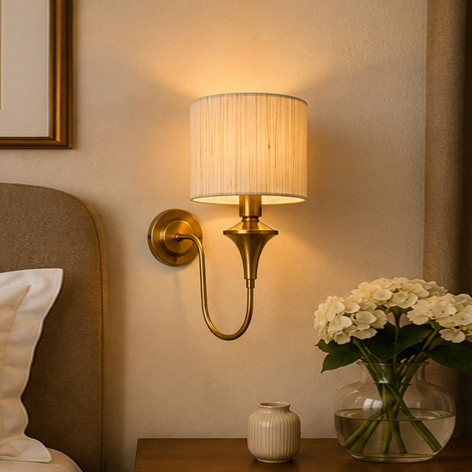 Devansh Metal Electric Wall Light in Antique Gold Colour with Black Shade Count of 2 Lights