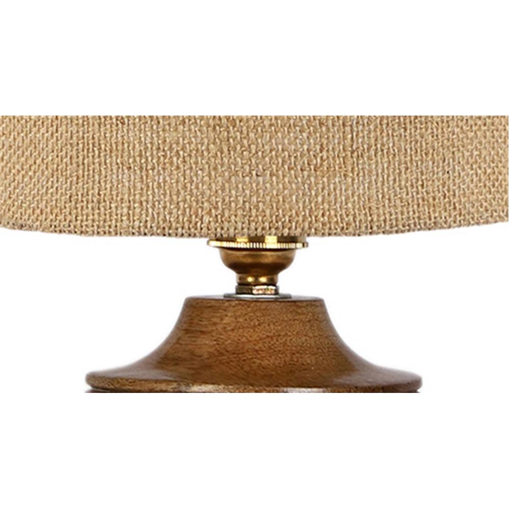 Ezra Beige Jute table lamp with Natural Wood Base