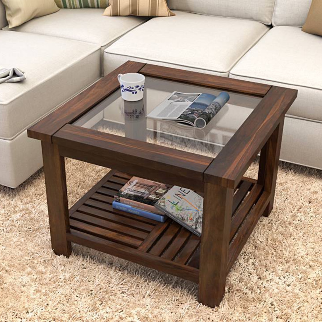 Claire Coffee Table (Size: Compact, Finish: Teak) - Urban Ladder