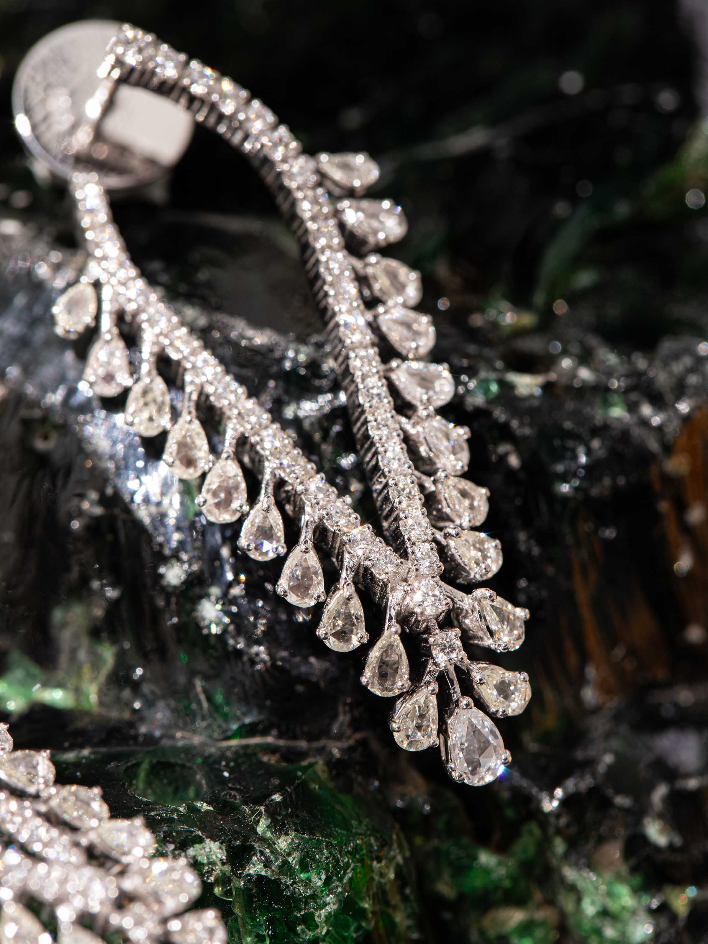 Rose Cut 18 Karat Gold Hoops