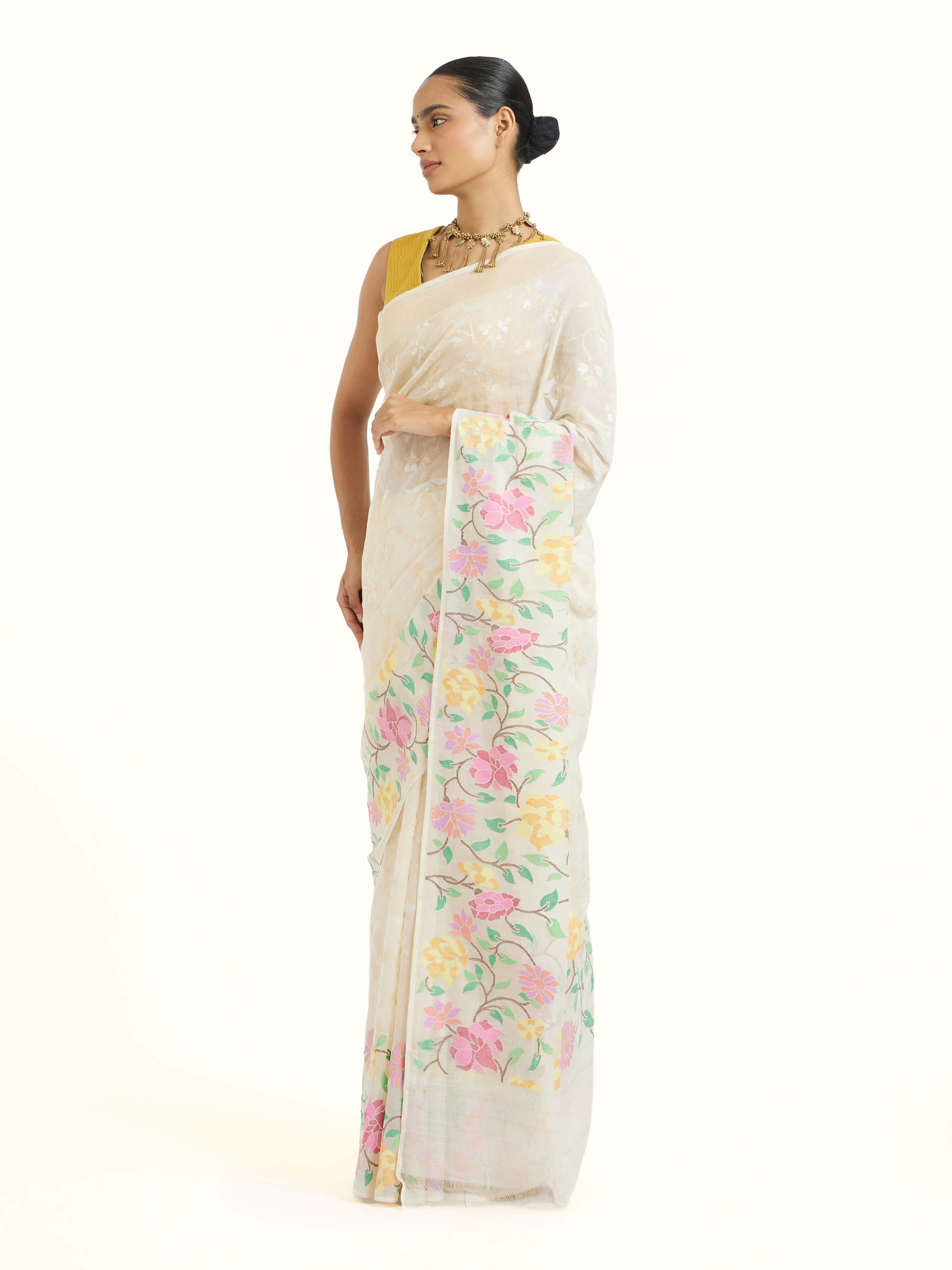 Cotton Awadh Jamdani Banarasi Saree