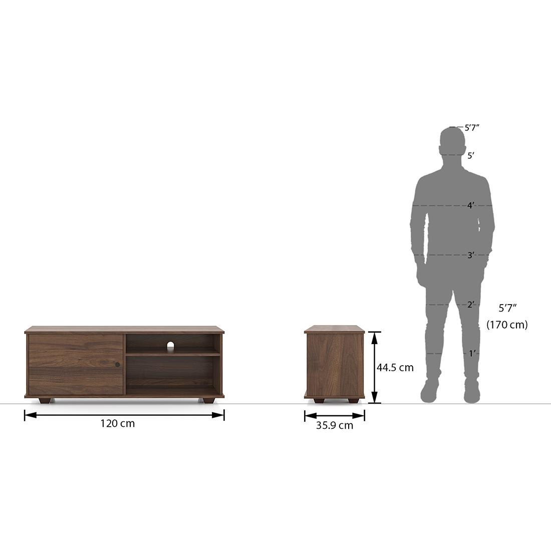 Liam Engineered Wood Free Standing TV Unit in Classic Walnut Finish