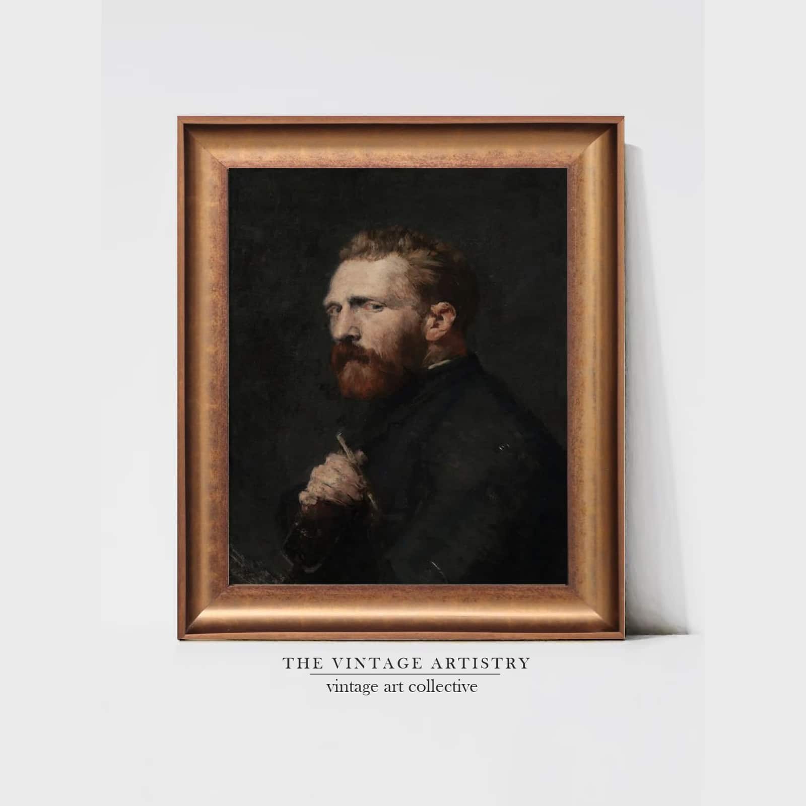 Artistry Black Brown Vincent Van Gogh Self Portrait Canvas Wall Prints Set of 1 Multicolor Matte