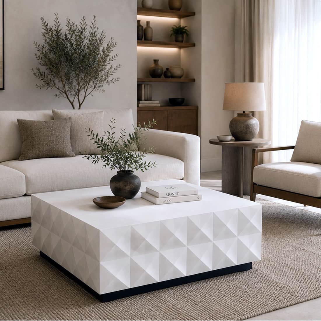 Ajman Coffee Table in Ivory Colour - HomeDfy