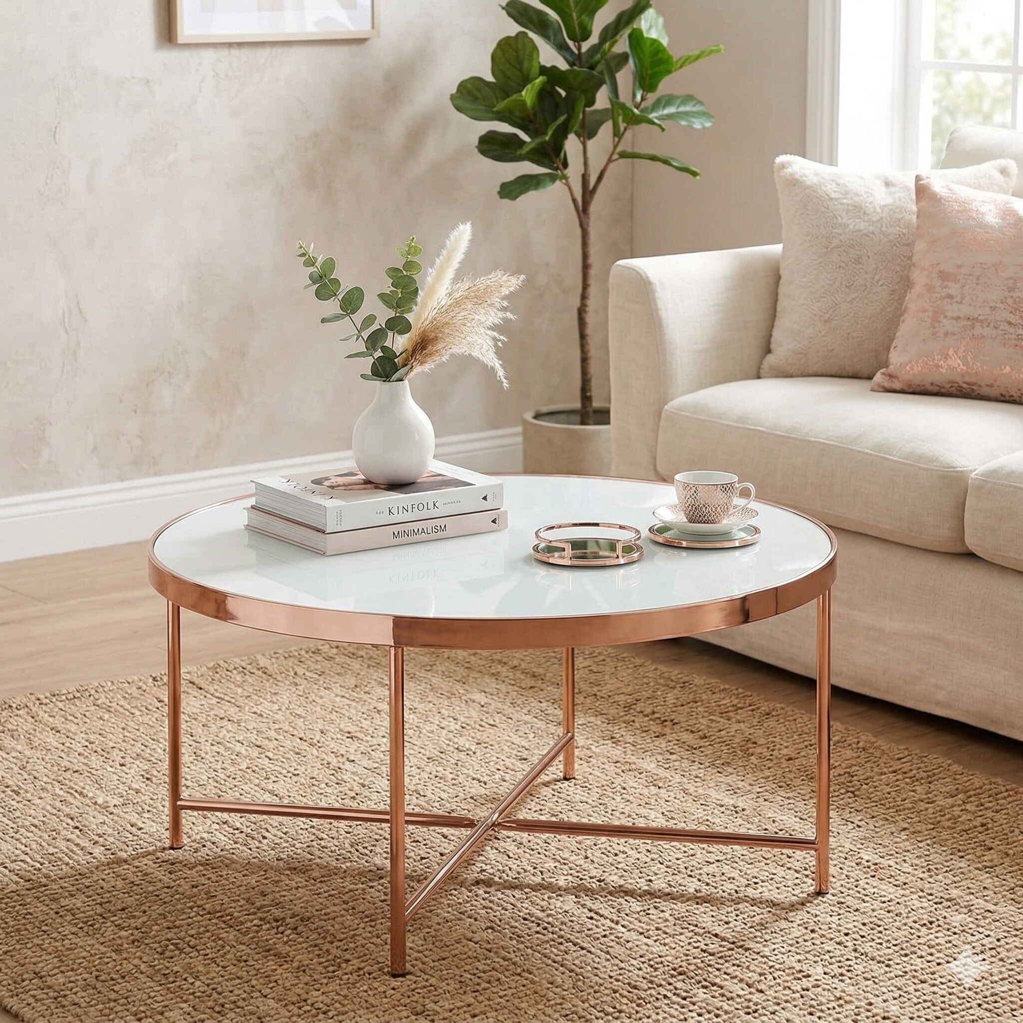Scandinavian Xander Oval Coffee Table Copper Finish - Nestnordic