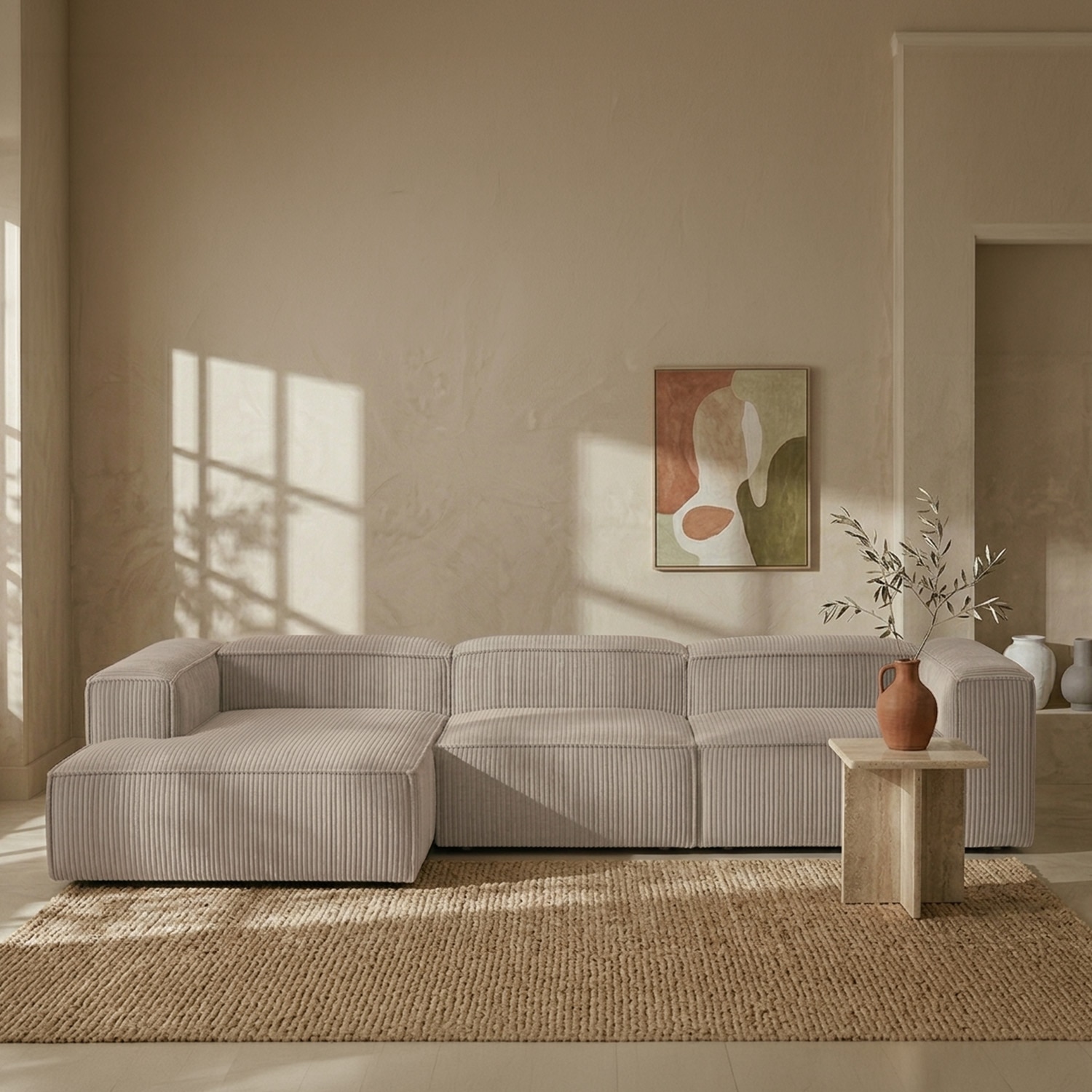 Elegantedge Wood Right Aligned 3-Seater With Upholstery Non Storage Sofas In White Colour - Nestroots