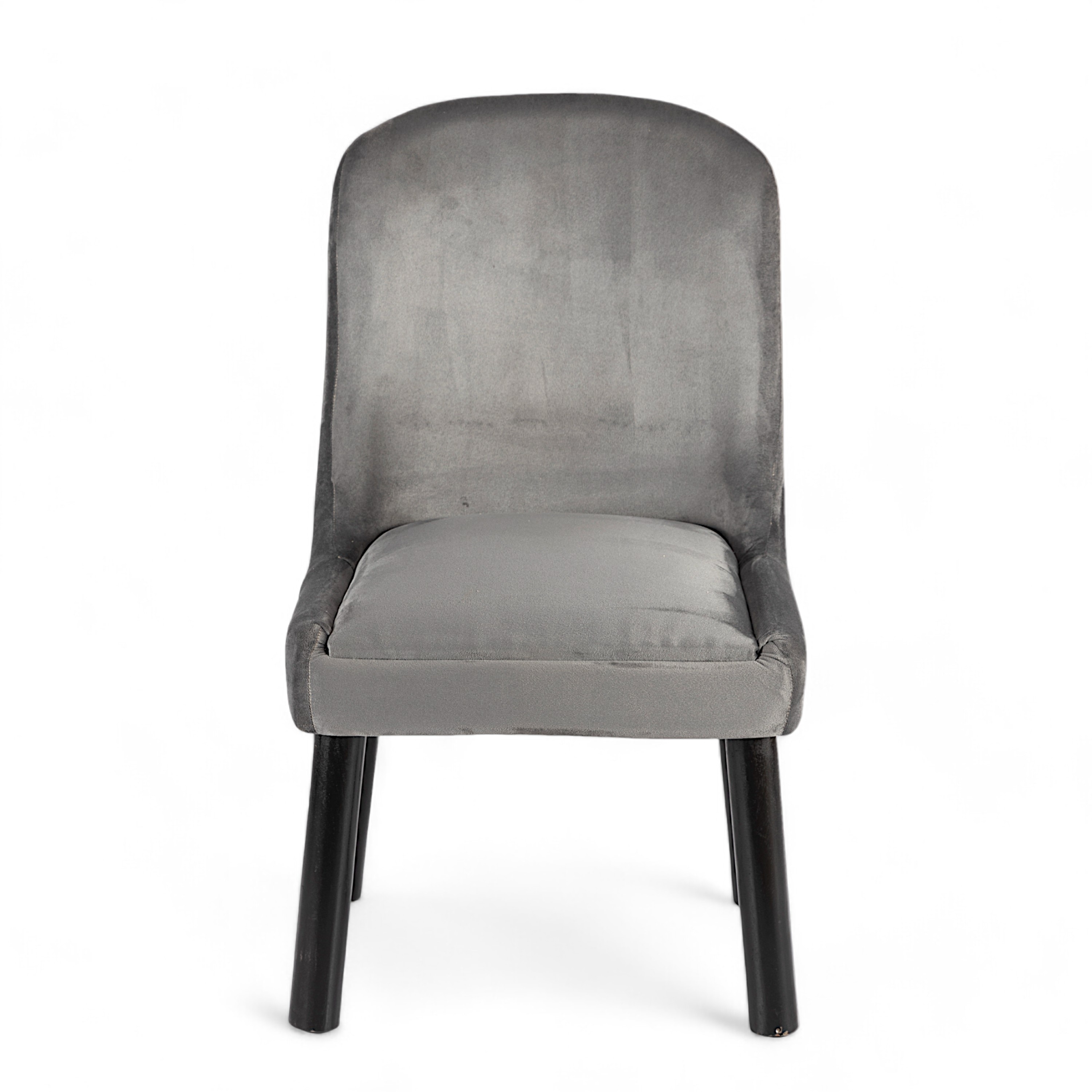 Rosslyn wood Dining Chair in Iron Grey Velvet Upholstery with MAHAGONY FINISH