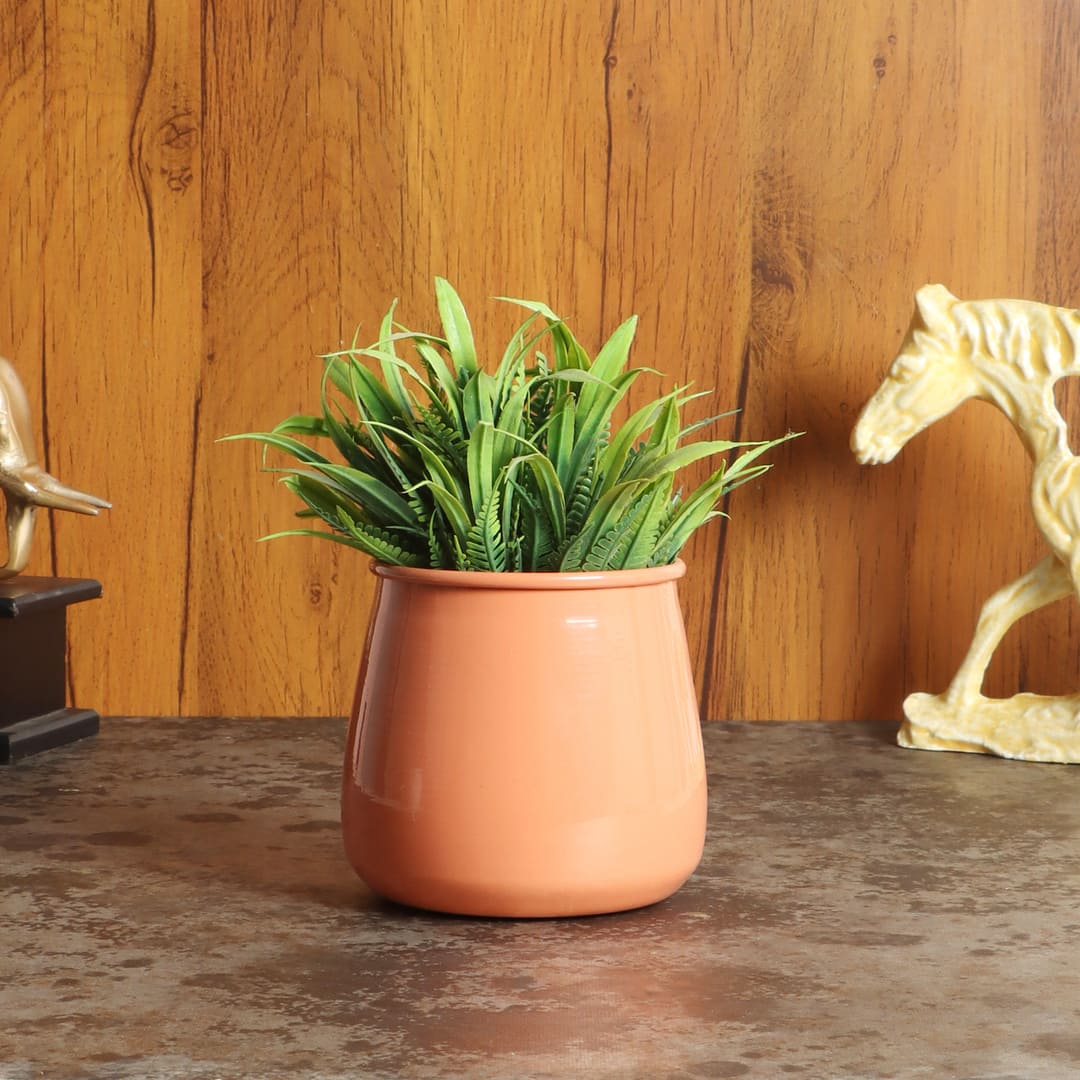 Glossy Flower Pot Single In Orange Colour