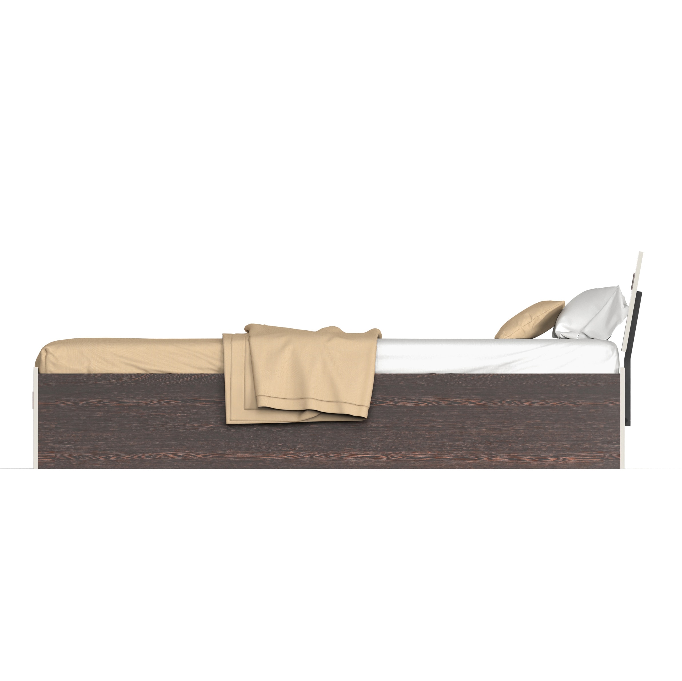 BLUEWUD Pollo Engineered Wood Queen Size Double Bed with Storage Box for Bedroom Home Furniture (Wenge & White)