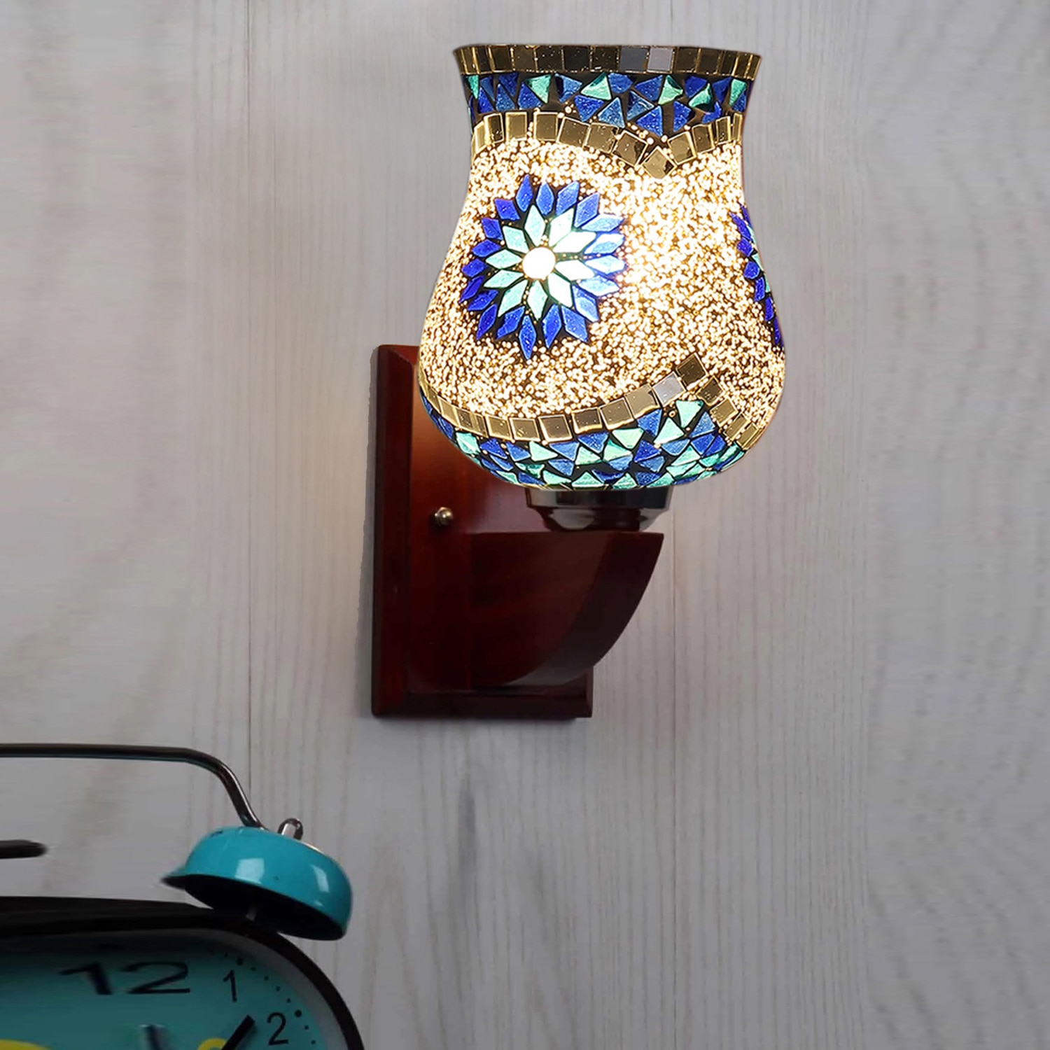 Devansh Solid Wood Electric Wall Light in Multi Colour with Multi Shade Count of 1 Light - Devansh