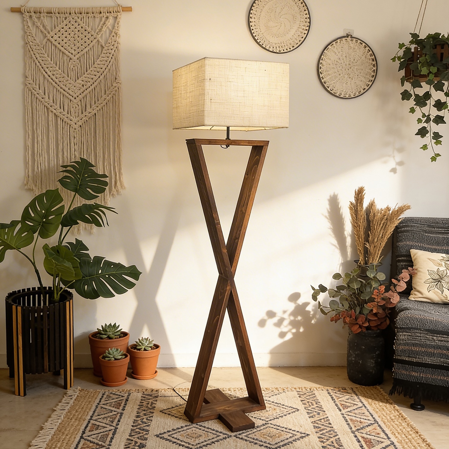 Infinity Beige Jute Floor Lamp with Beige Jute Base