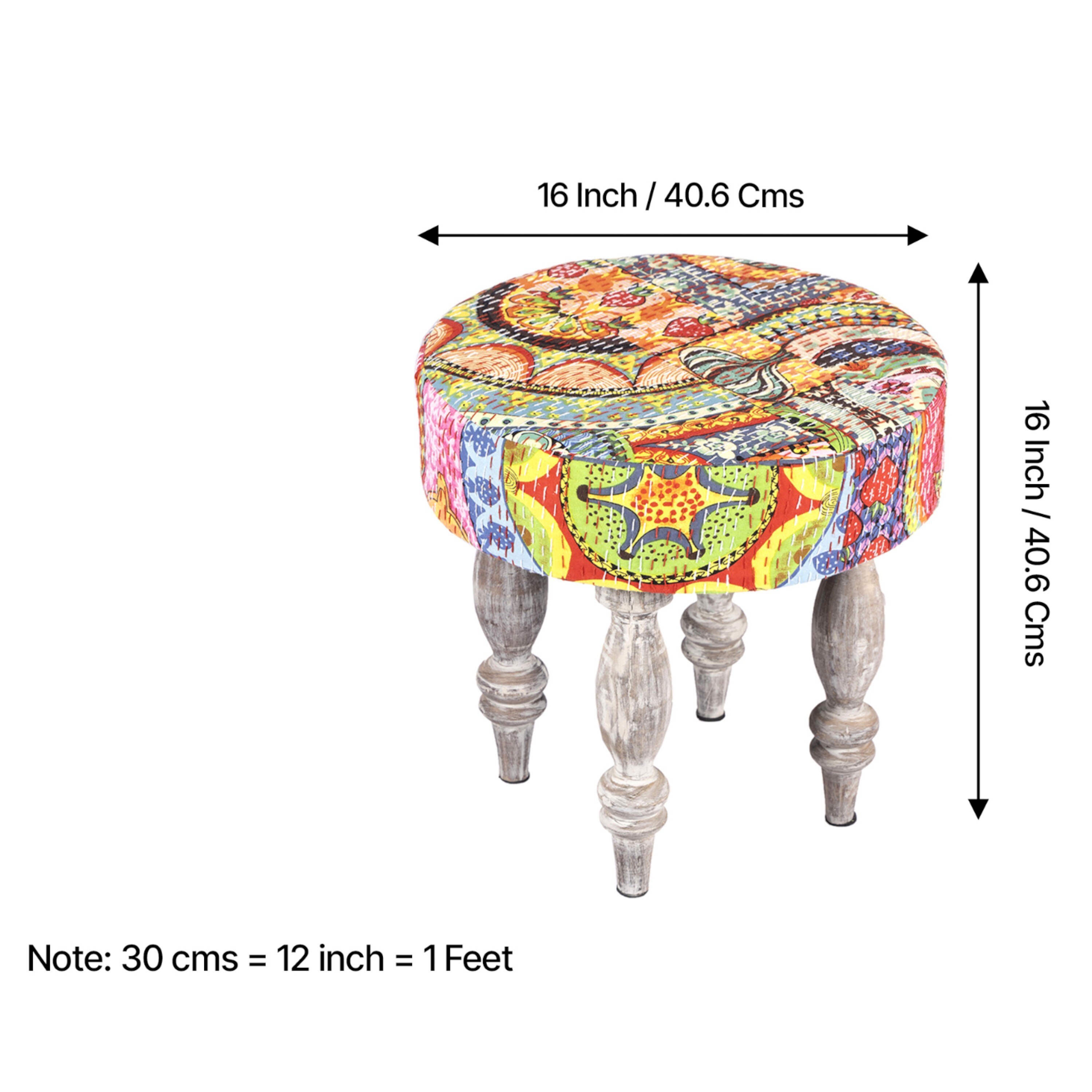 Bestone Sheesham Wood Bohemian 2+1+1 Seater Bench Set With 2 Stools In Israel Print Patchwork Kantha