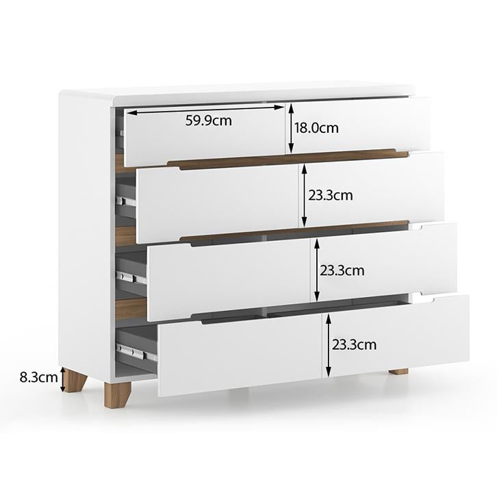 Oslo Engineered Wood Chest of 8 Drawers in White Finish