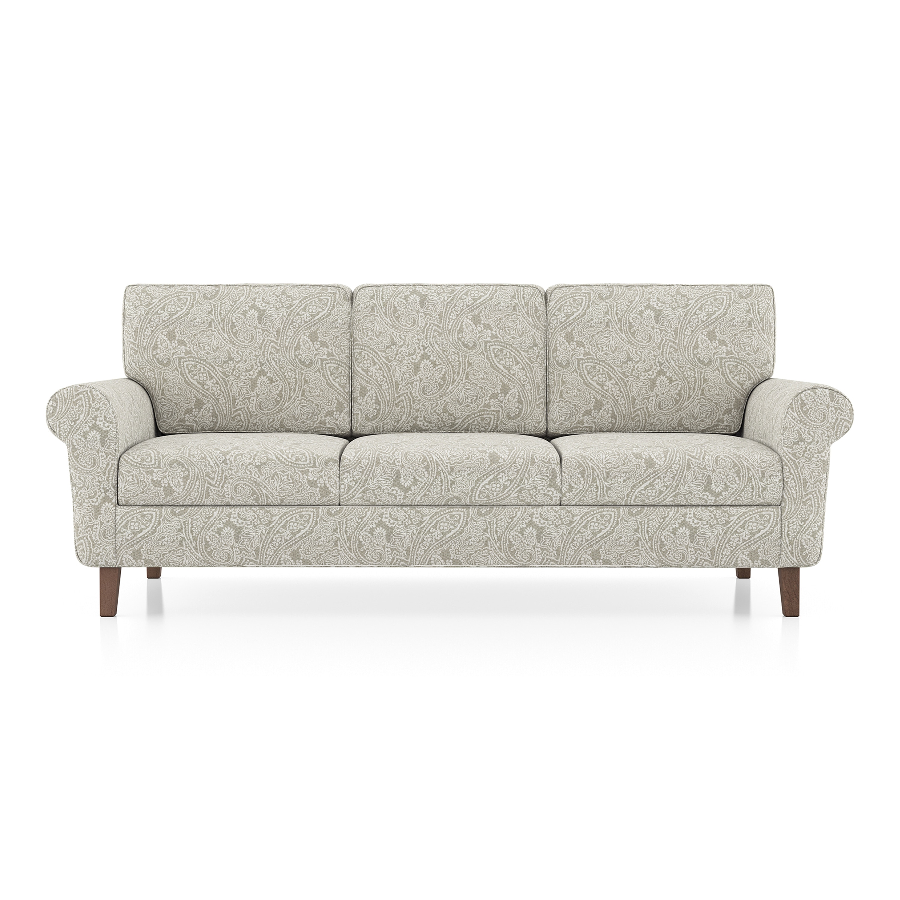 Oxford 3 Seater Fabric Sofa In Monochrome Paisley Colour - Urban Ladder