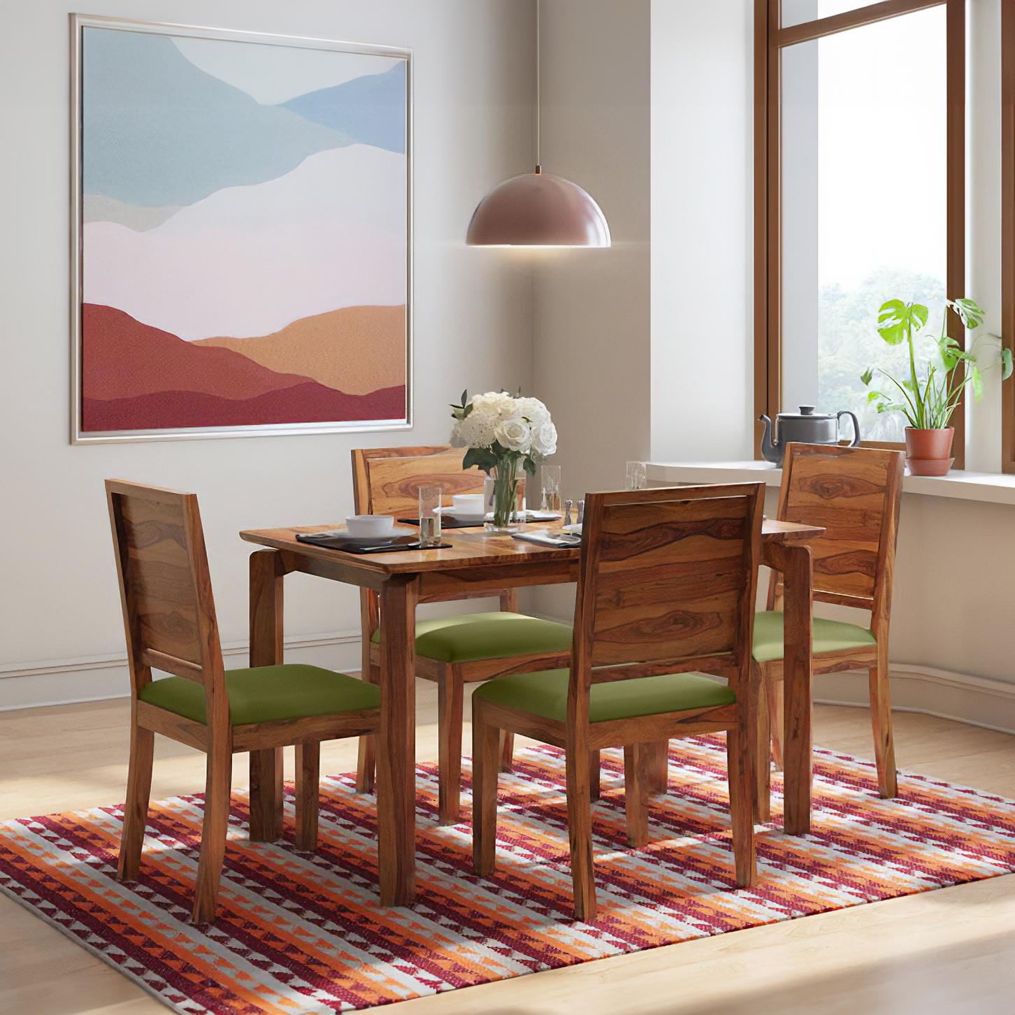 Oribi Solid Wood Dining Chair Set Of 2 In Teak Finish