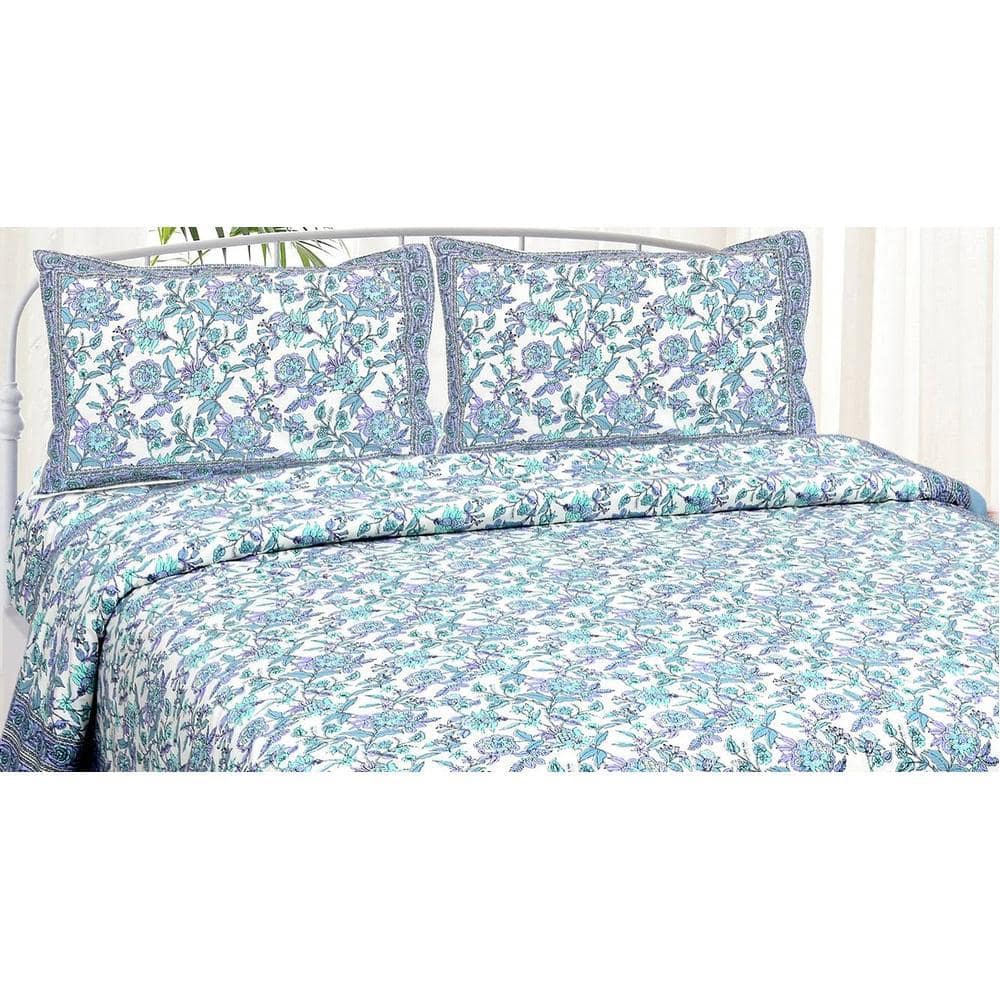 Paolo Blue Abstract 180 TC Cotton Double Size Bedsheet with 2 Pillow Covers