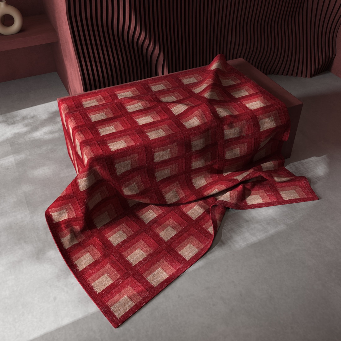 Jaipur Rugs Soft Geometric Wool Dhurrie Rug Red 5x8 ft - Jaipur Rugs