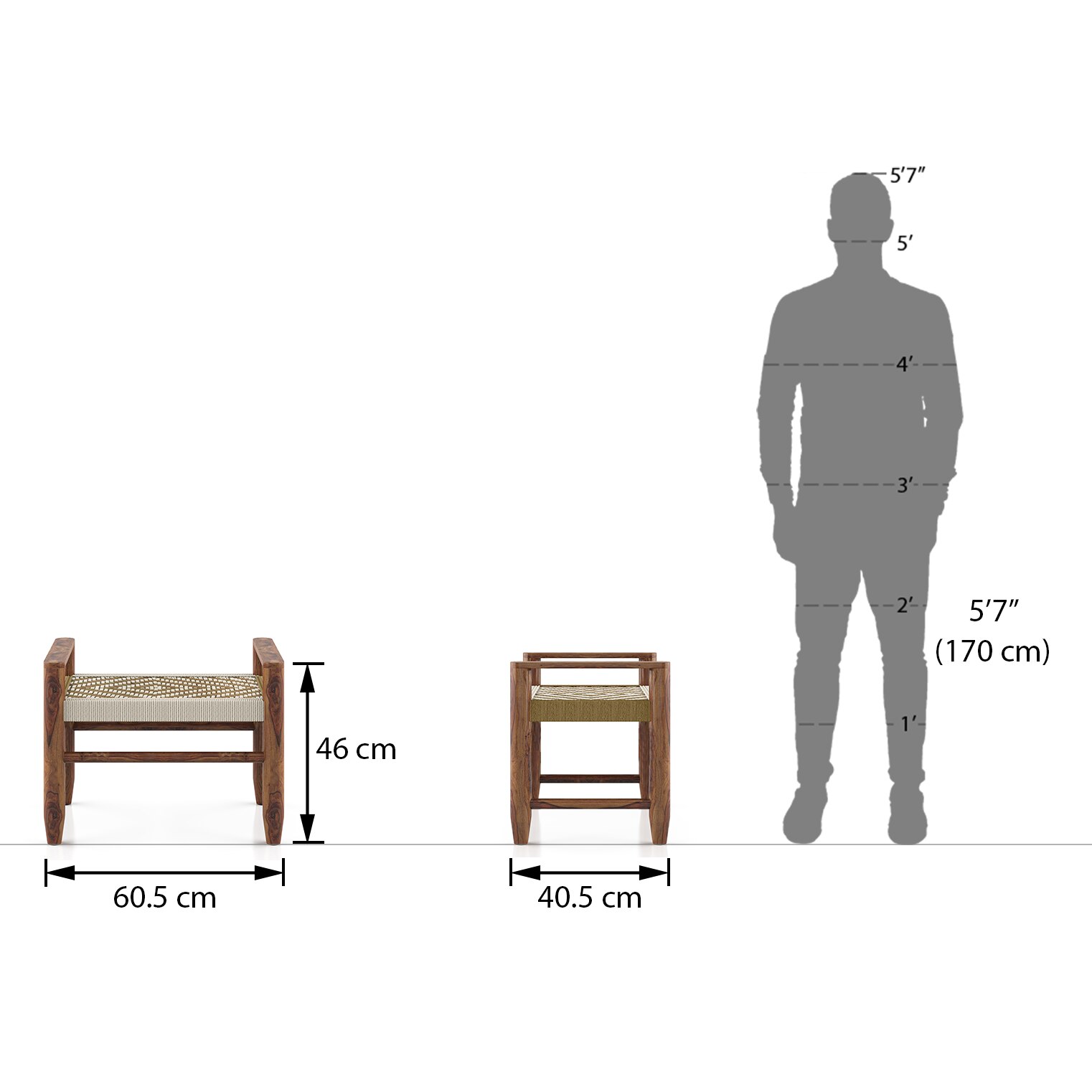 Fijara Solid Wood 1 Seater Bench In Teak Finish