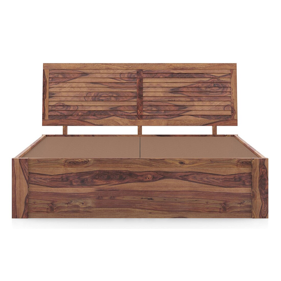 Terence Solid Wood King Size Drawer Storage Bed In Teak Finish