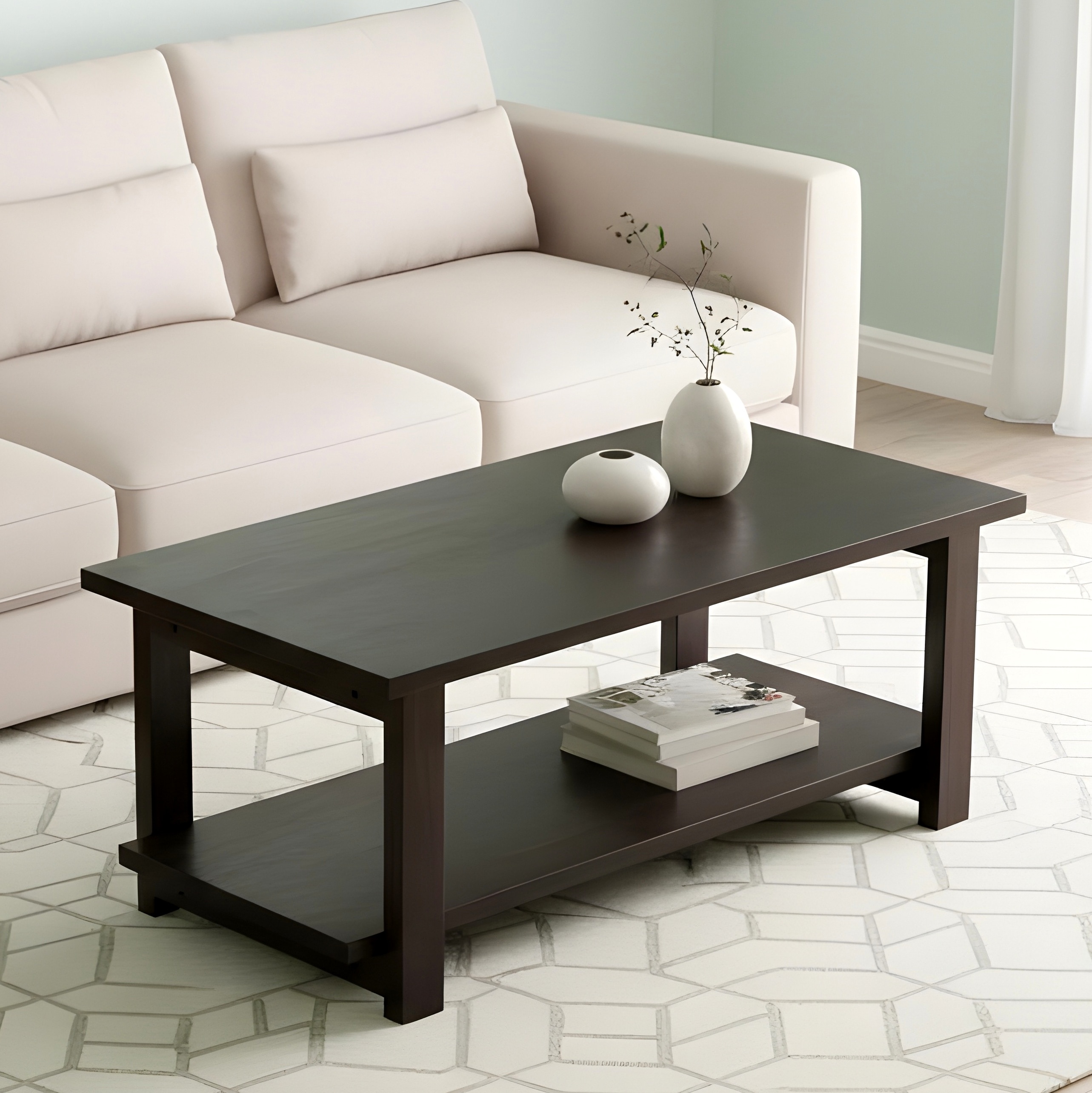 Aroda Sheesham Wood Coffee Table In Mahogany Finish