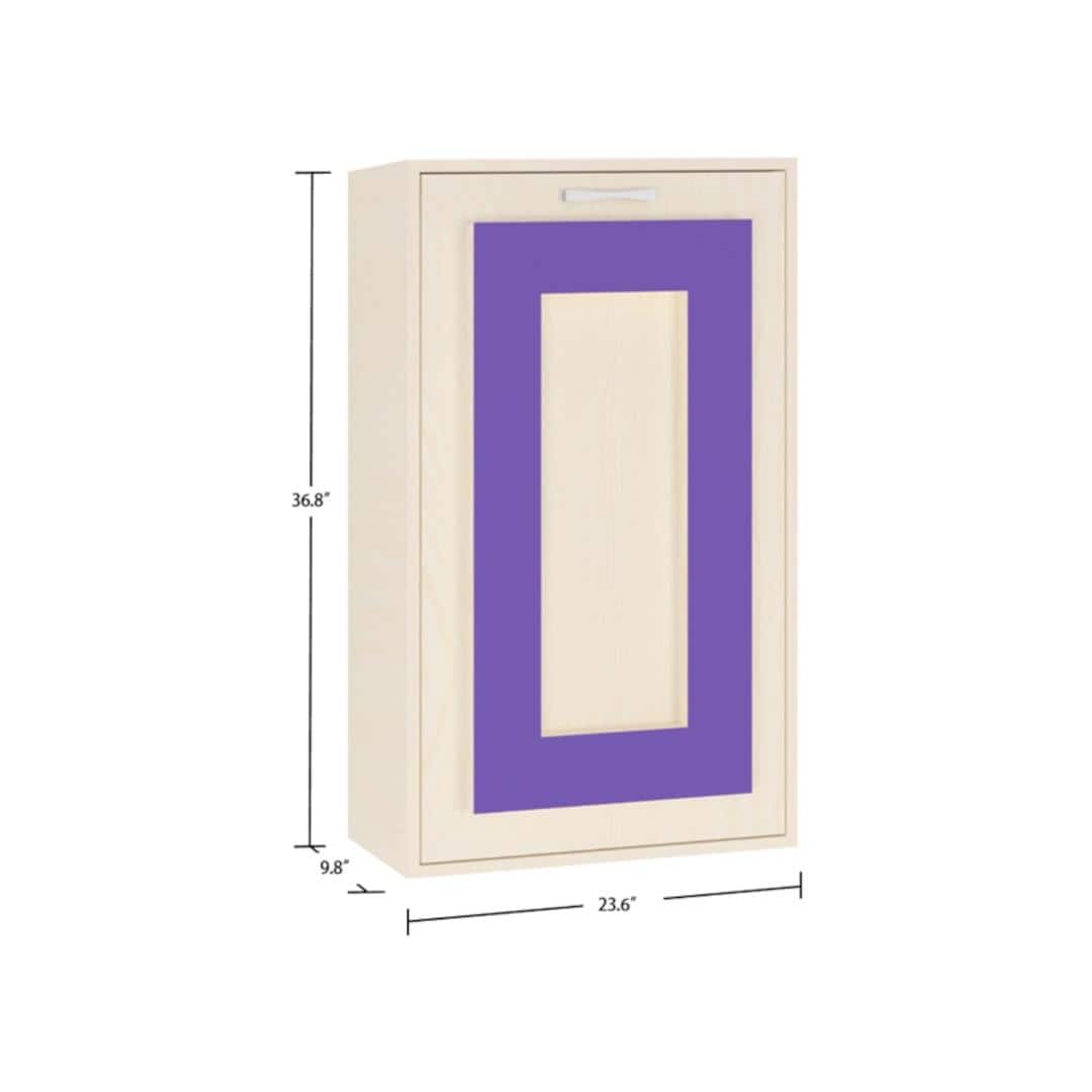 Calypso Kids Wall Mounted Folding Study Desk and Built In Bookshelf in Light Wood Lavender Purple Colour