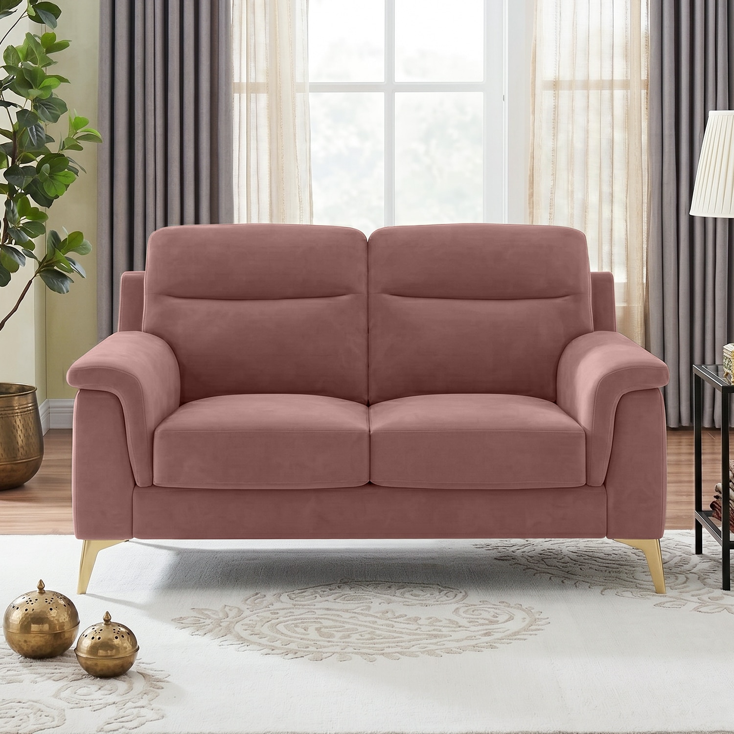Niwara Velvet 2 Seater  sofa in Pink color - Home Lifestylez