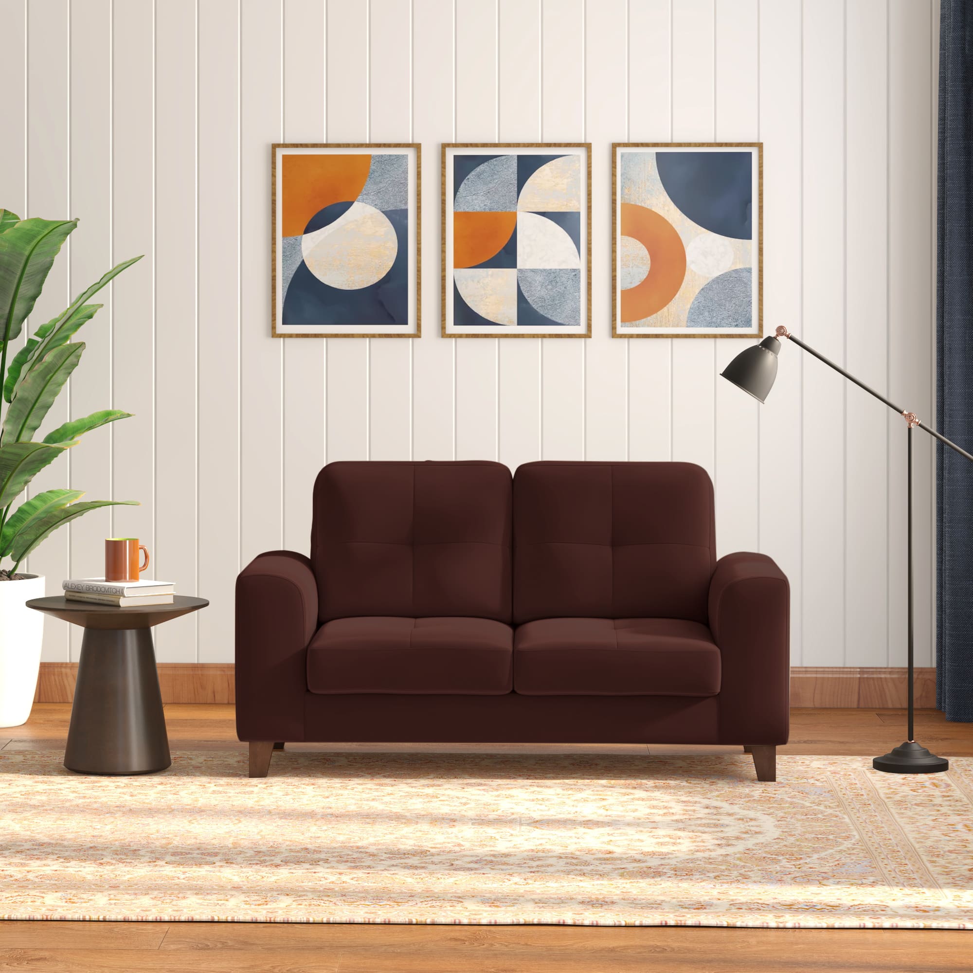 Verona Premium 2 Seater Fabric Sofa in Deep Crimson Velvet Colour