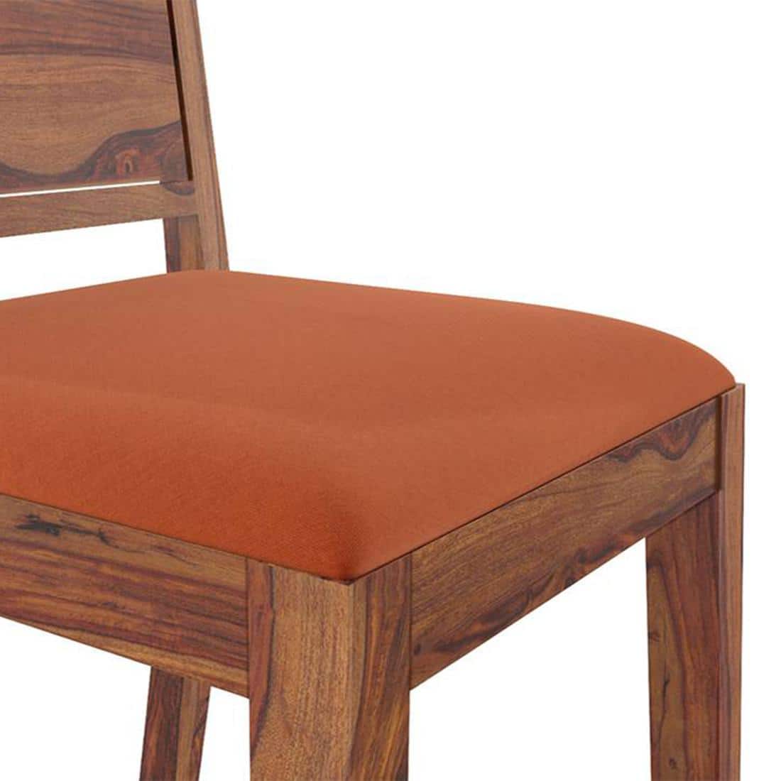 Julian 4 Seater Dining Table With Set Of 4 Oribi Upholstered Dining Chairs (Colour- Burnt Orange, Finish- Teak)
