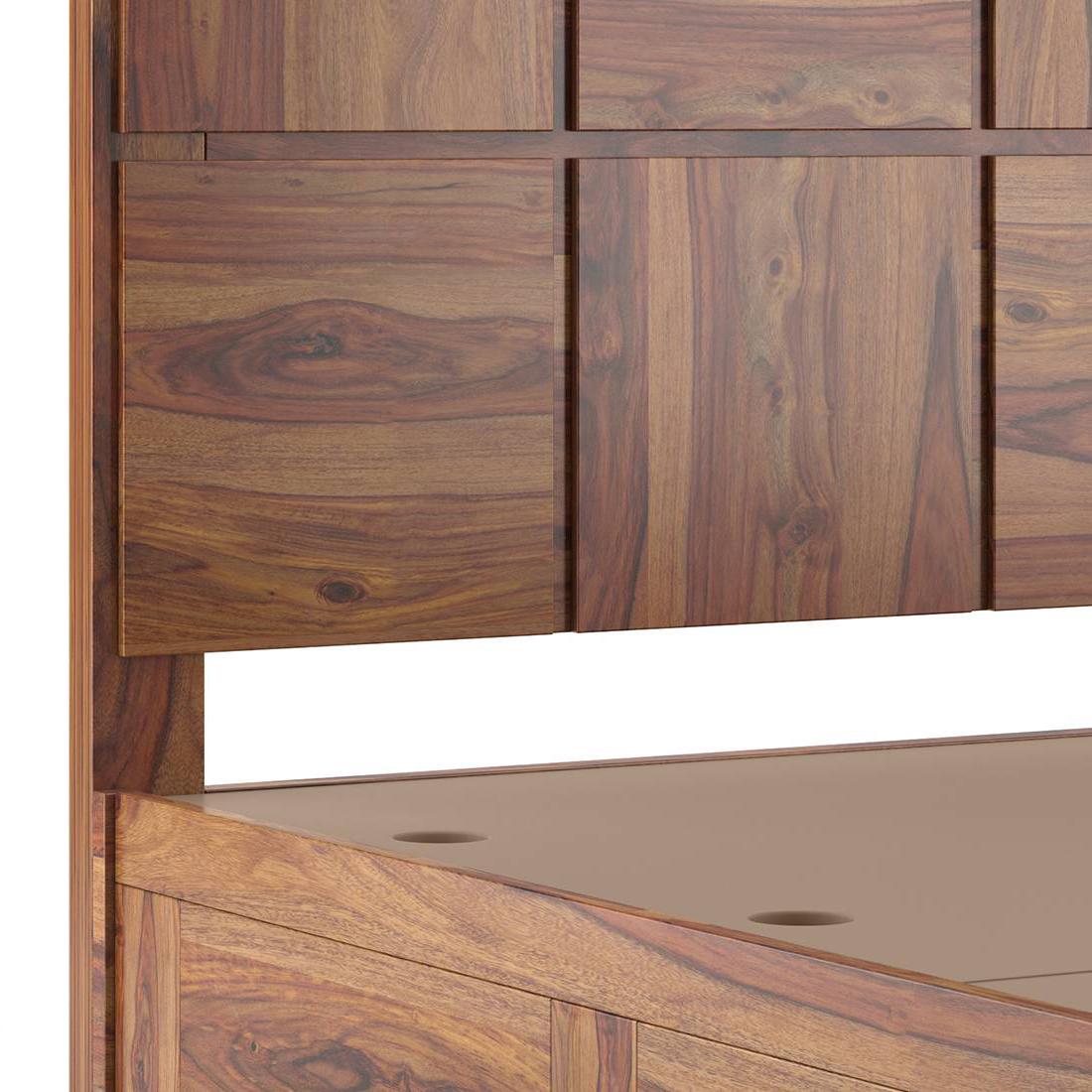Astoria Solid Wood King Size Box Storage Bed In Teak Finish