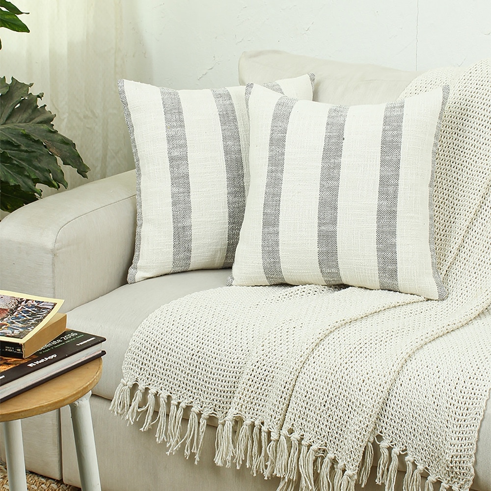 Block Set Of 2 Cushion Cover With Grey Colour