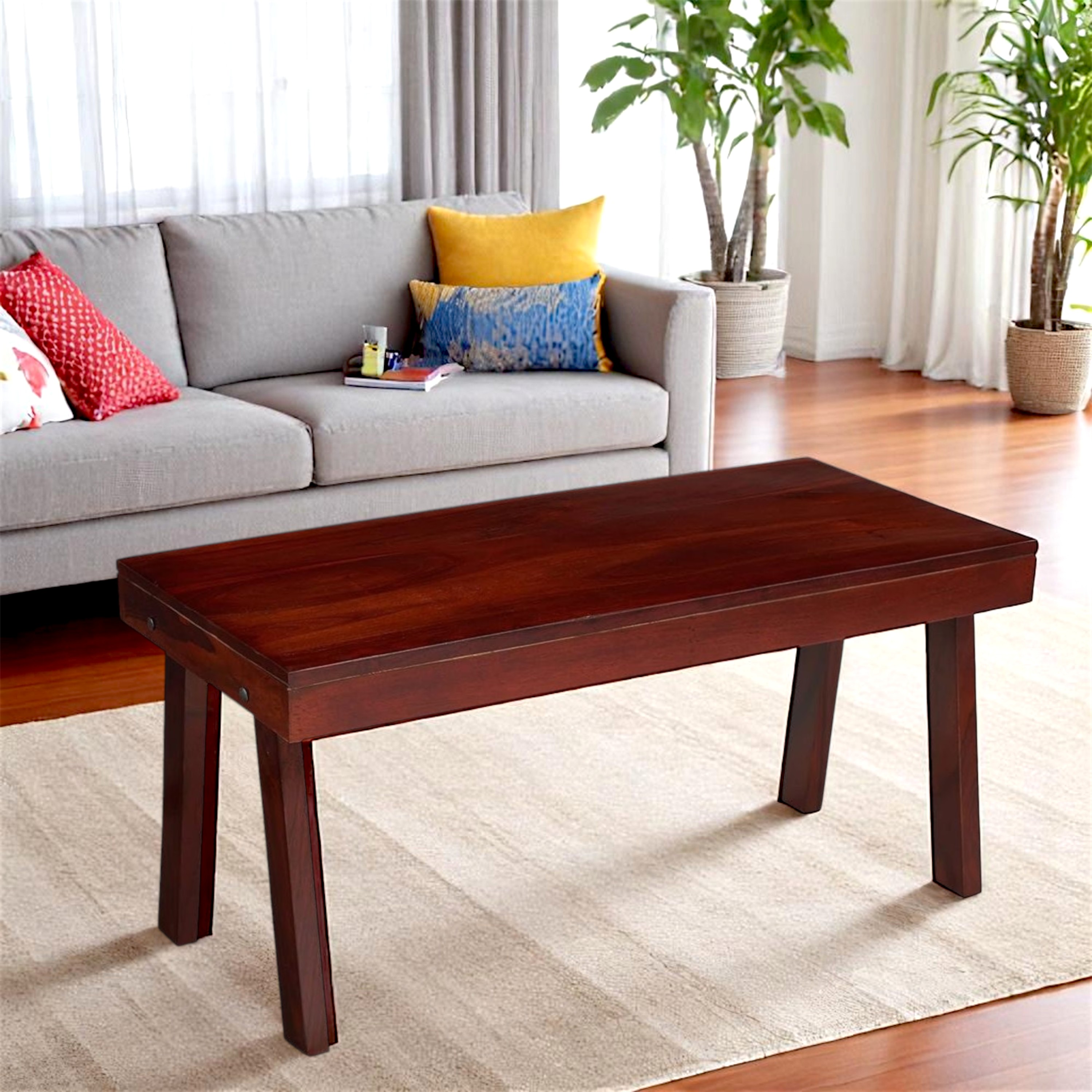Mayfield Sheesham Wood Contemporary Rectangle Coffee Table In Honey Finish