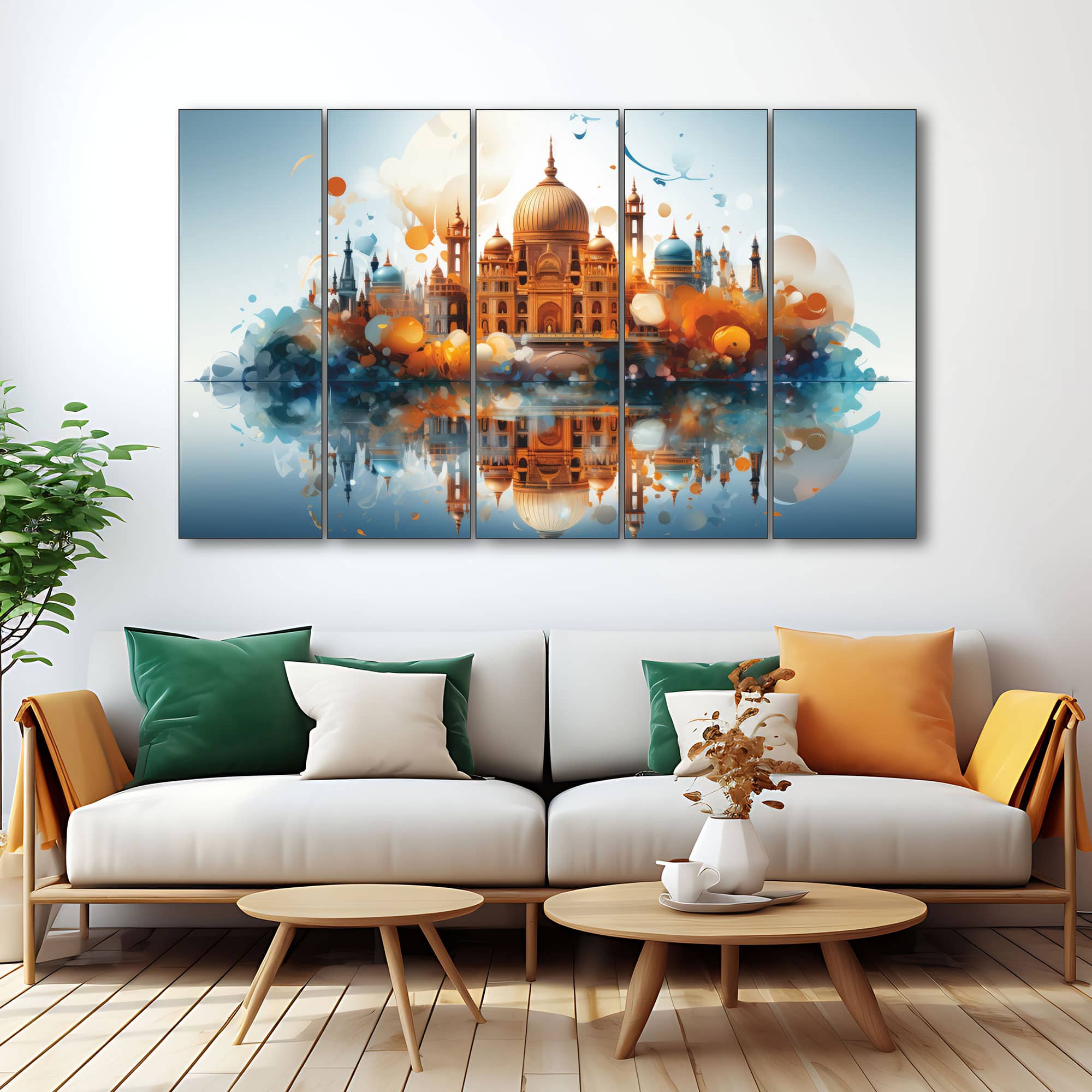 The Castle Decor Secularism Wall Art Set of 5 Digital Painting 27x48 Inch (Style 1) - The Castle Decor