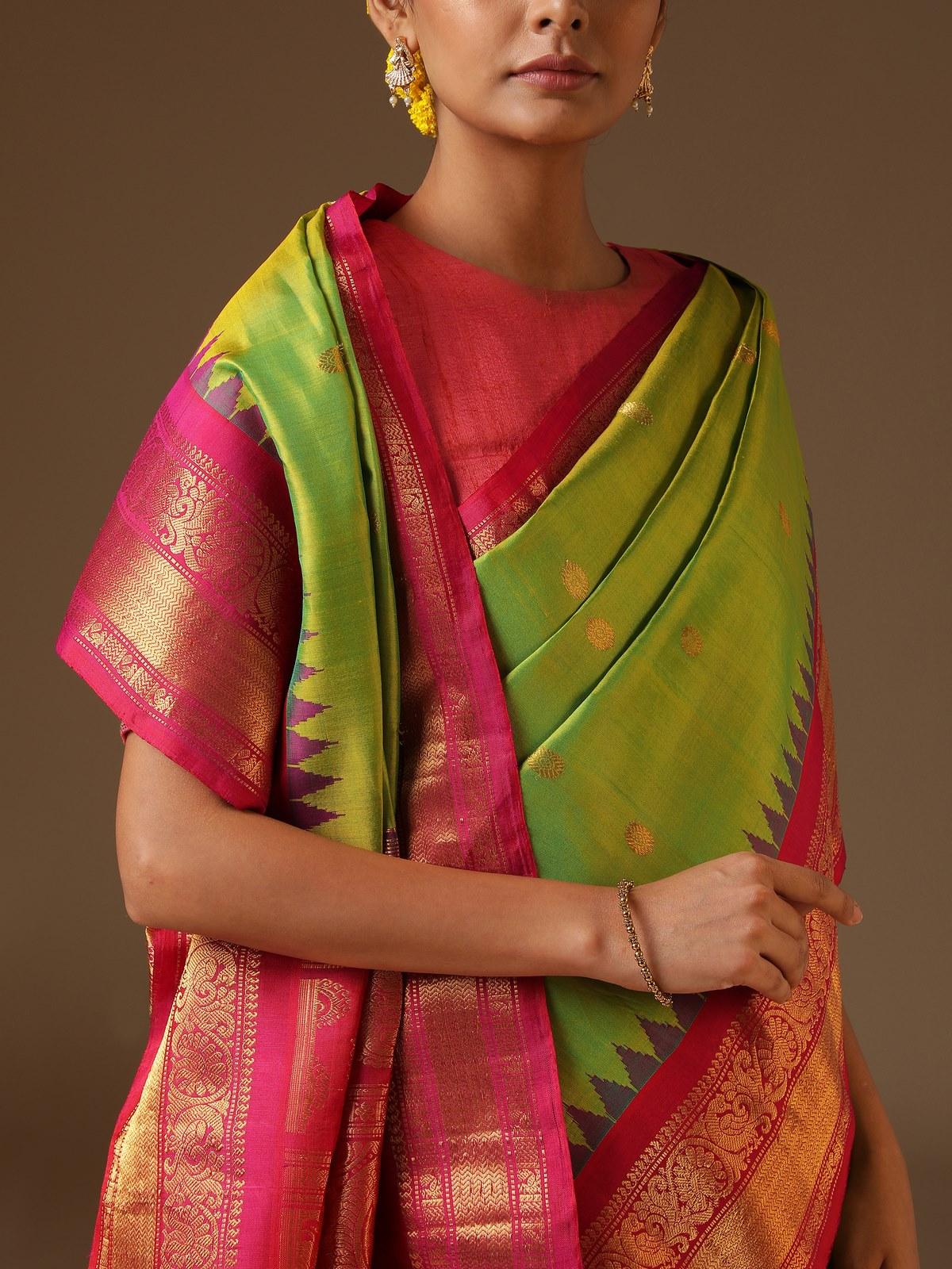 Green Silk Gadwal Saree