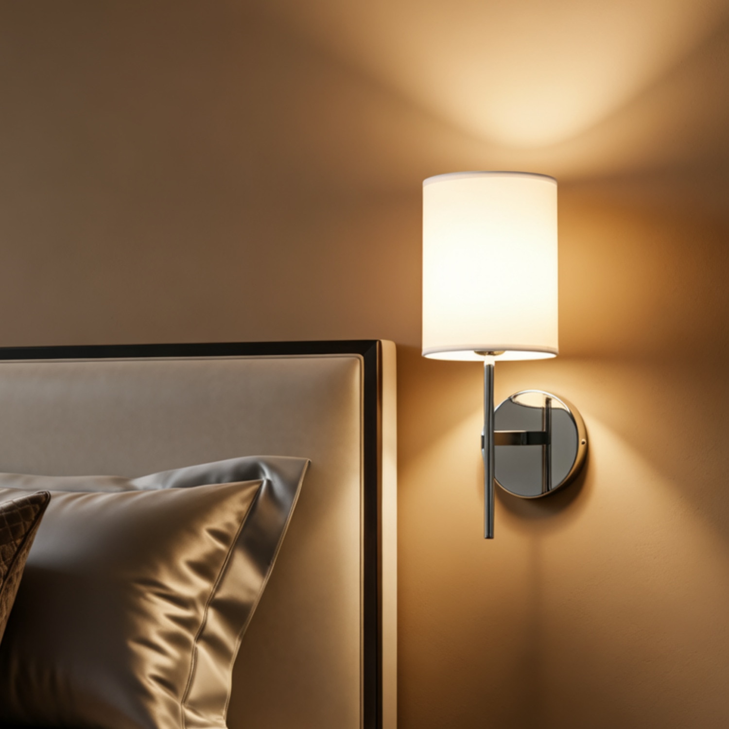 Eliante Cloth Shade Wall Lights Mild Steel & Glass Material Chrome & White Finish - Eliante