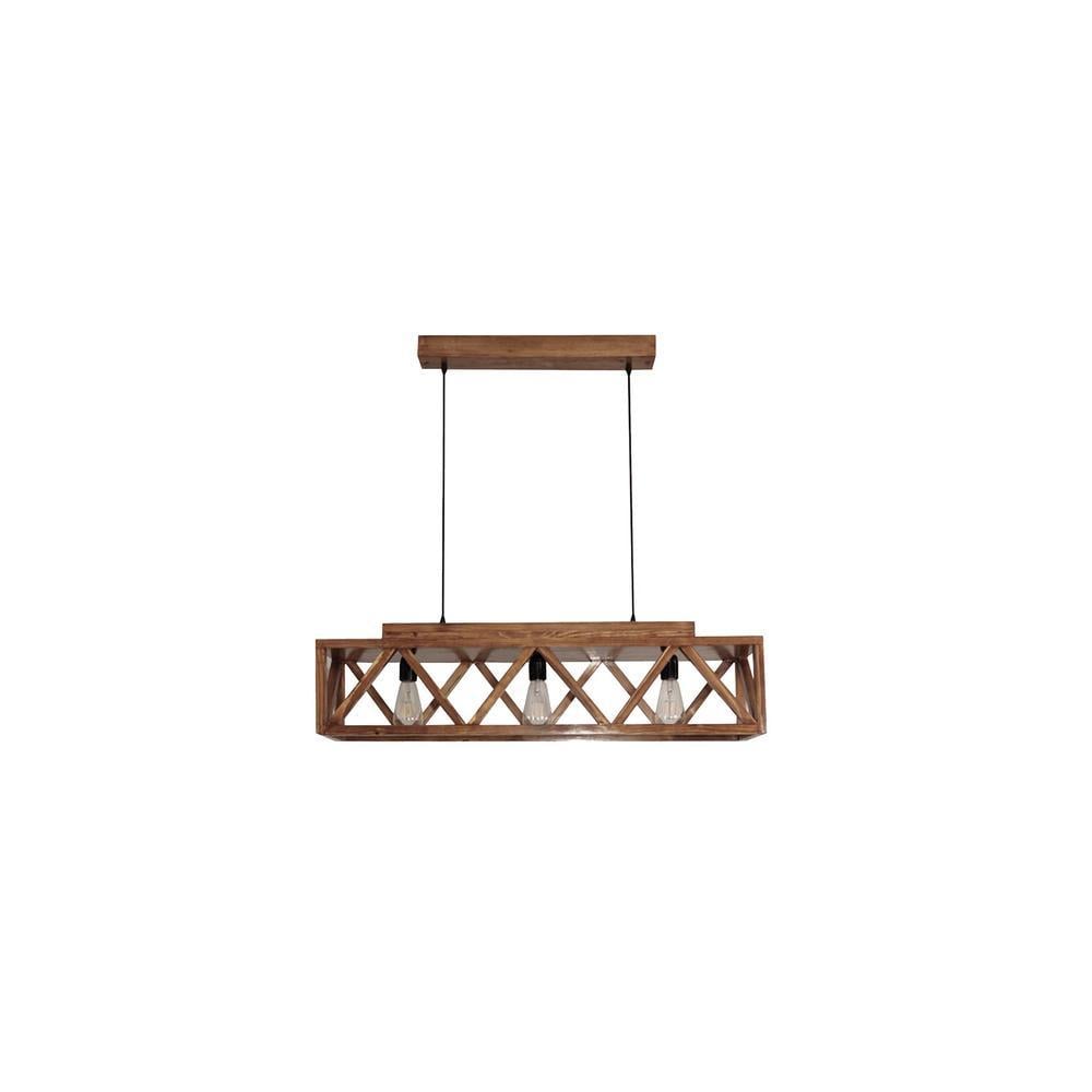 Symmetric Centrum Brown Solid Wood Cluster Hanging Light