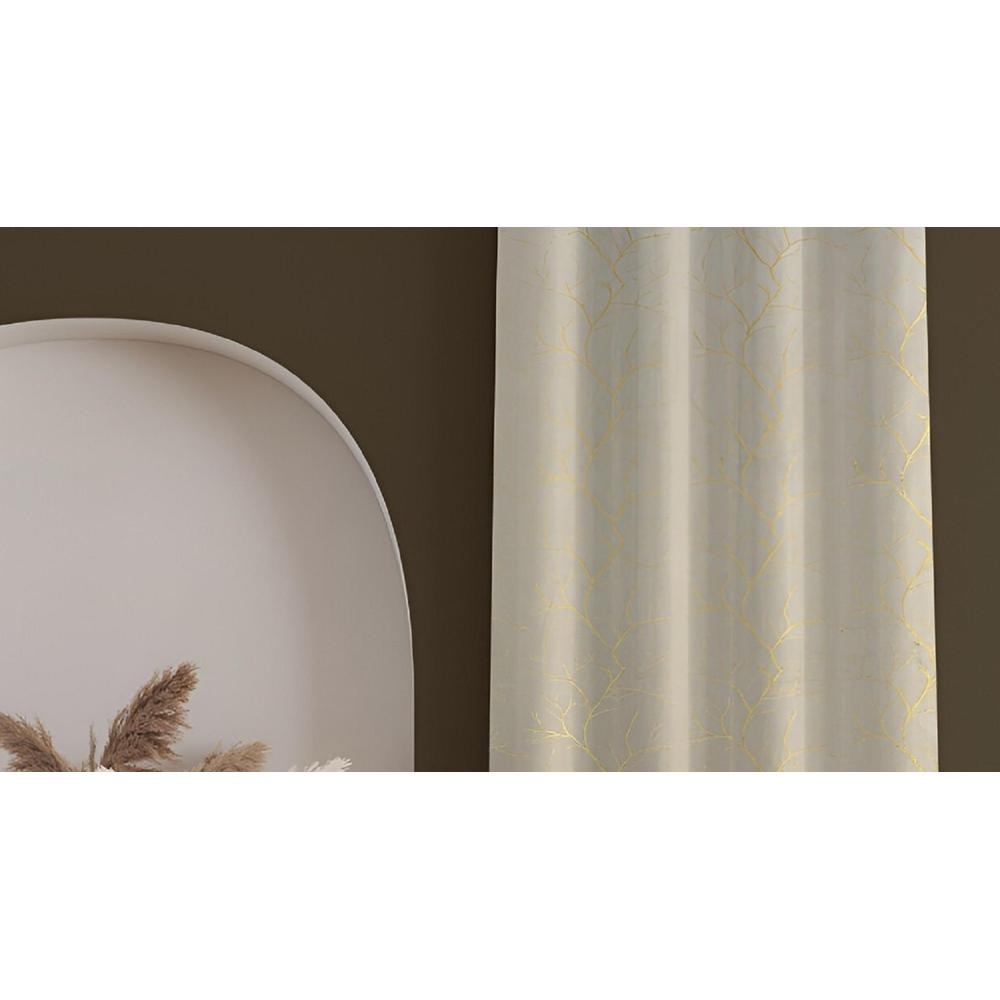Golden Velvet Abstract Pack of 2 Pieces Blackout Window Curtain