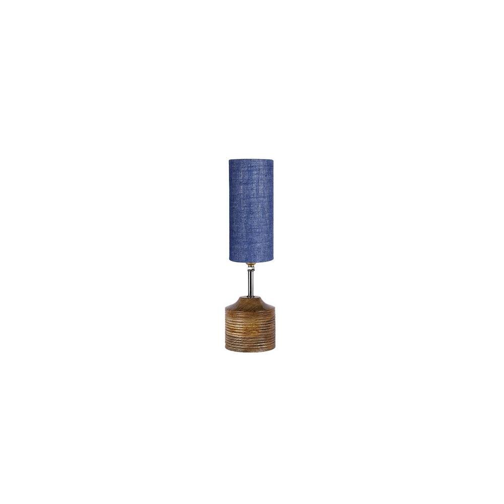 Amara Wood Table lamp with Blue Jute Shade