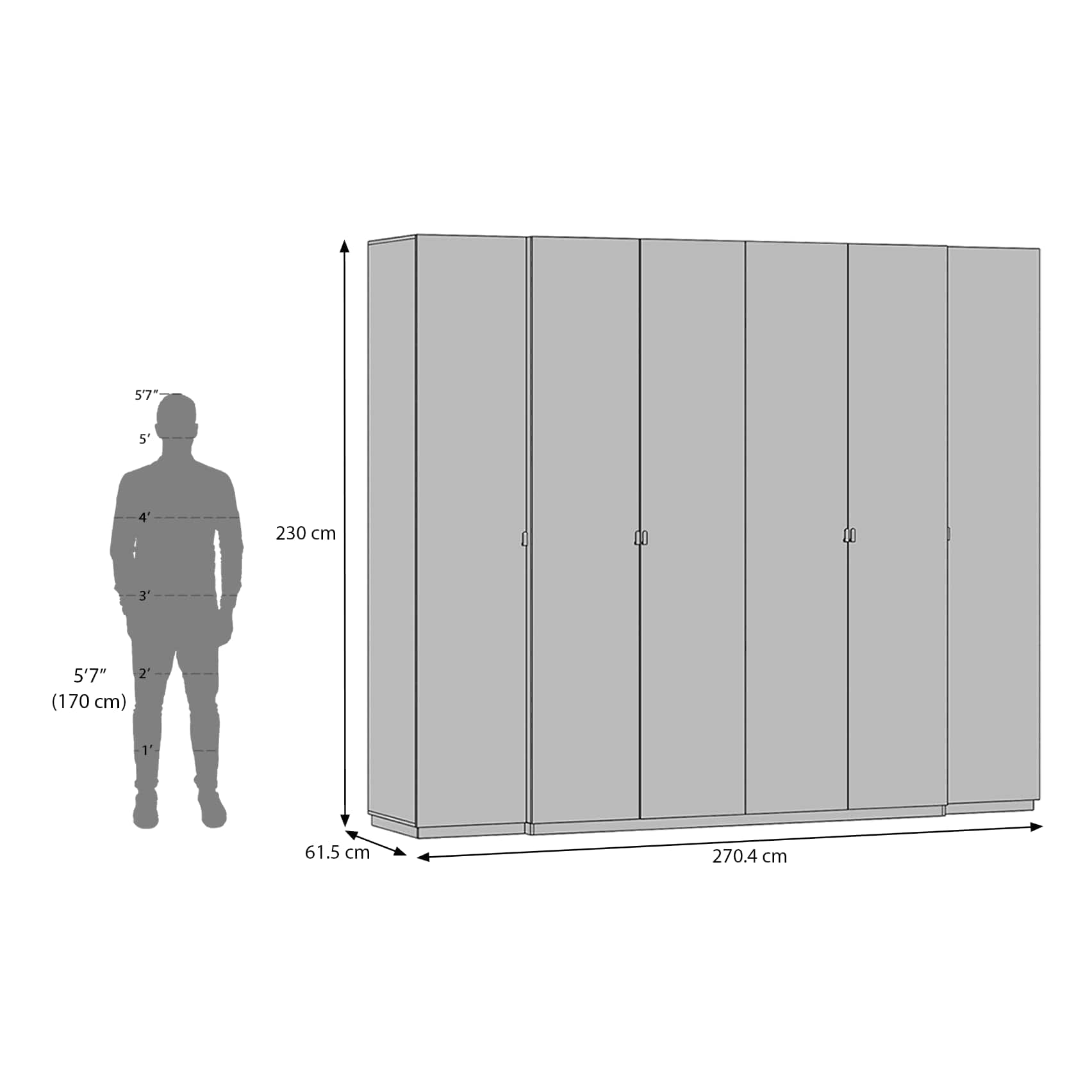 Naomi 6 Door Mirrored Wardrobe In High Gloss Beige Finish