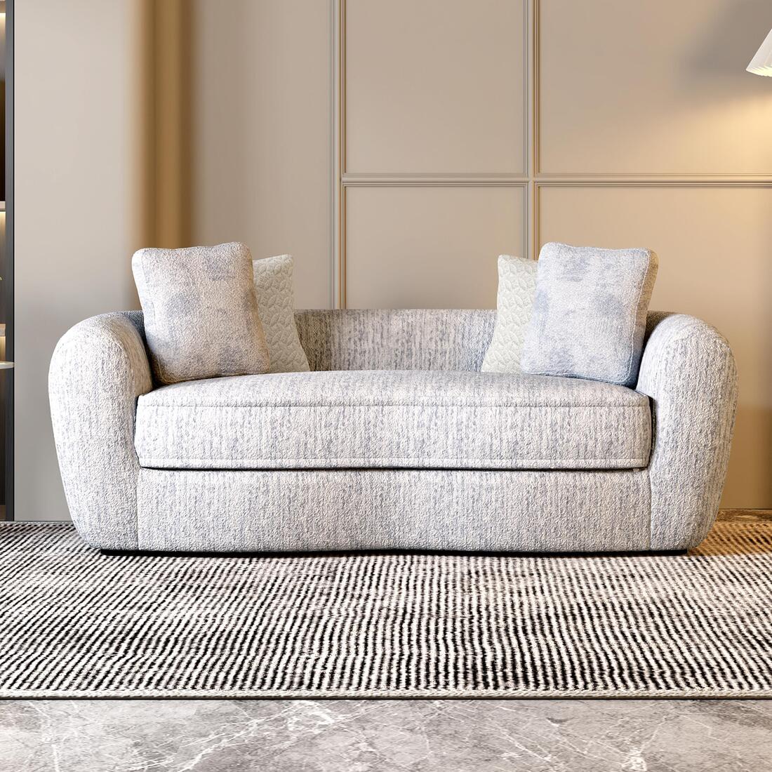 Opus 2 Seater Fabric Sofa in Dusk Grey Colour - Durian