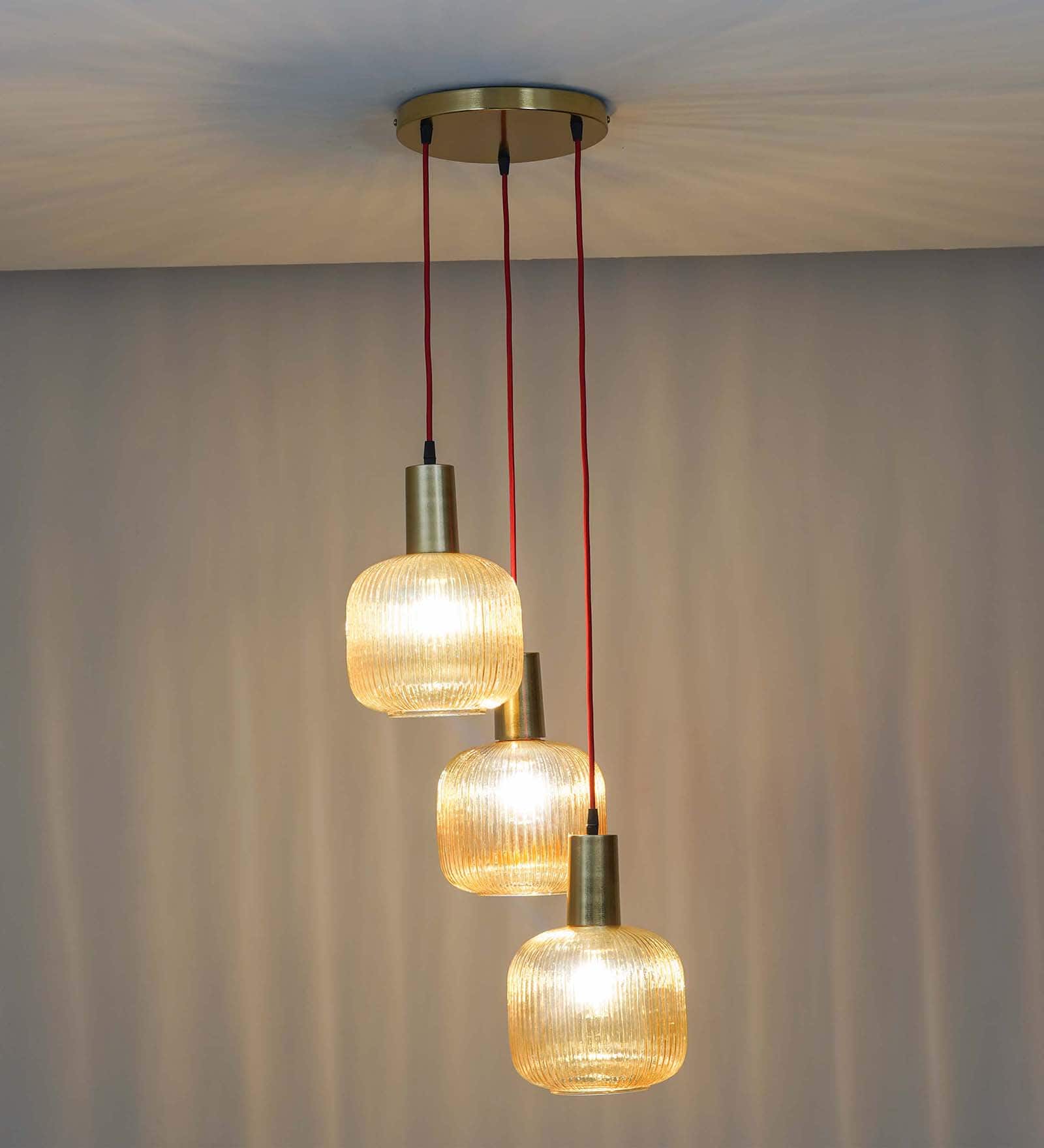 DEMARIUS Amber Glass Cluster Round Hanging Pendant